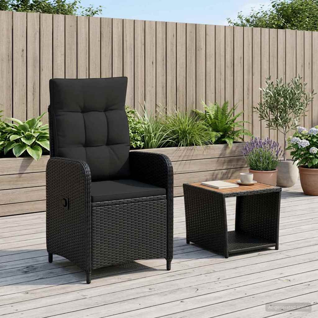 Set lounge namještaja za vrt 2 kom. Crna