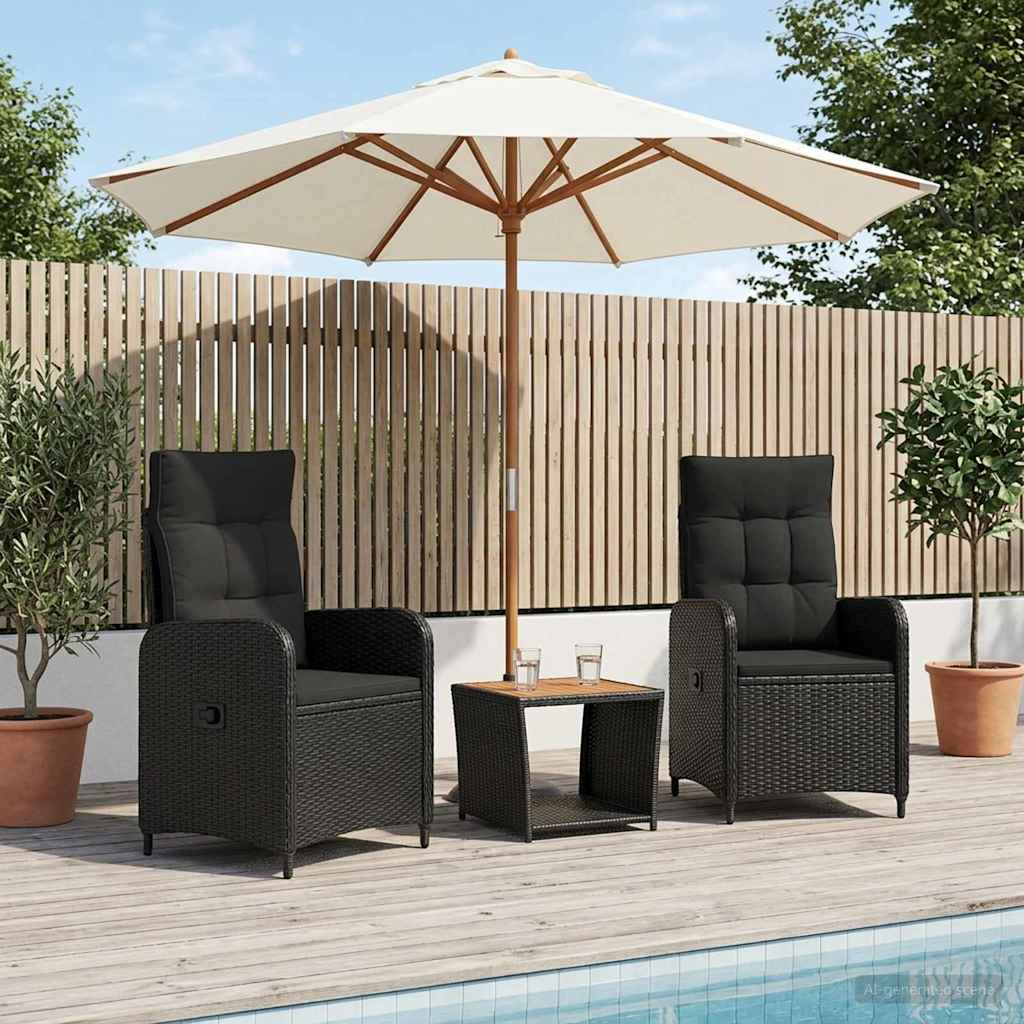 Set lounge namještaja za vrt 3 kom. Crna