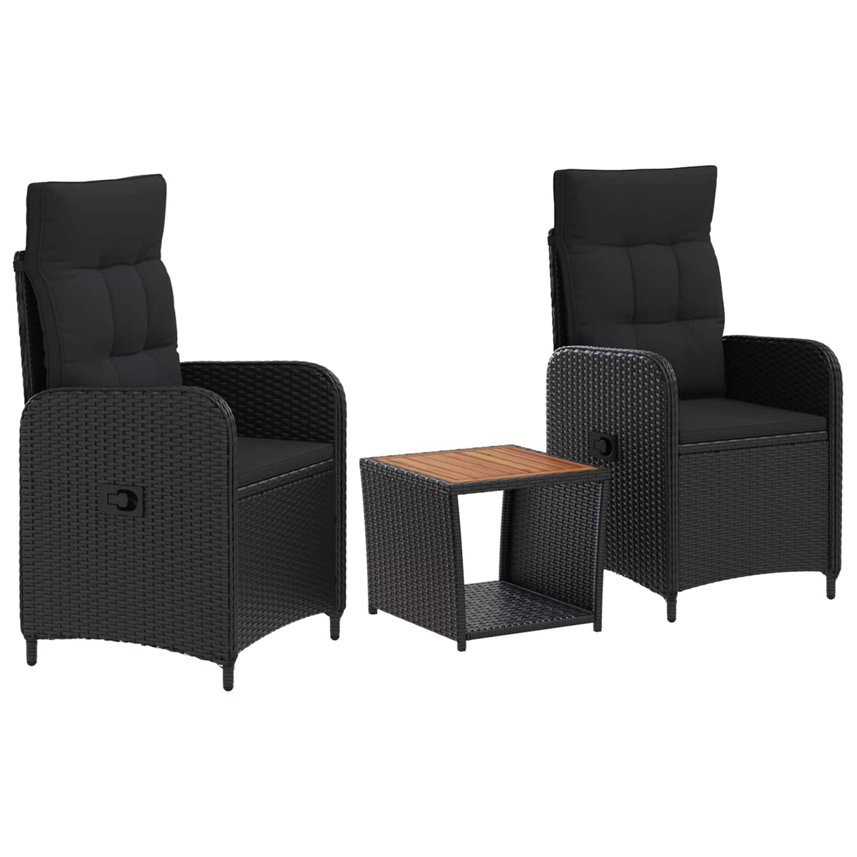 Set lounge namještaja za vrt 3 kom. Crna