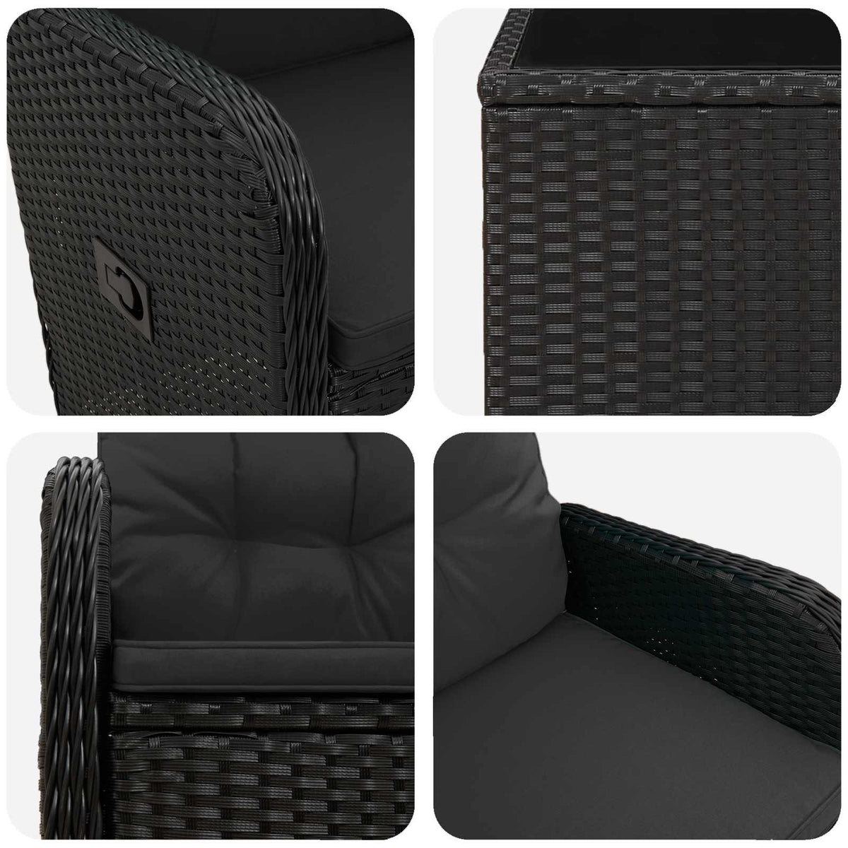 Set lounge namještaja za vrt 2 kom. Crna