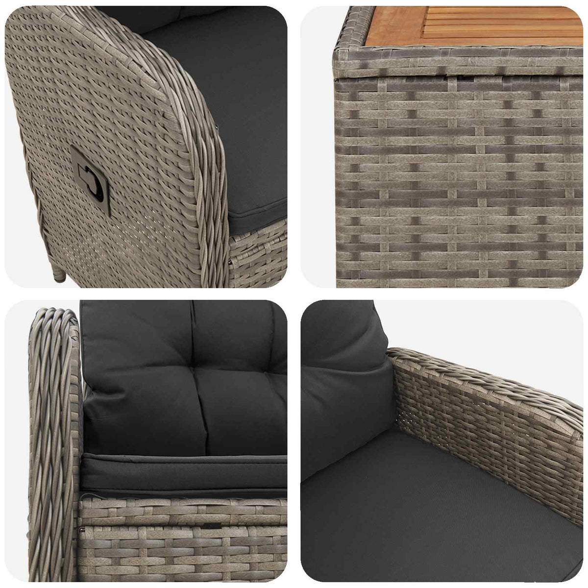 Set lounge namještaja za vrt 2 kom. Svijetlo siva i tamno siva