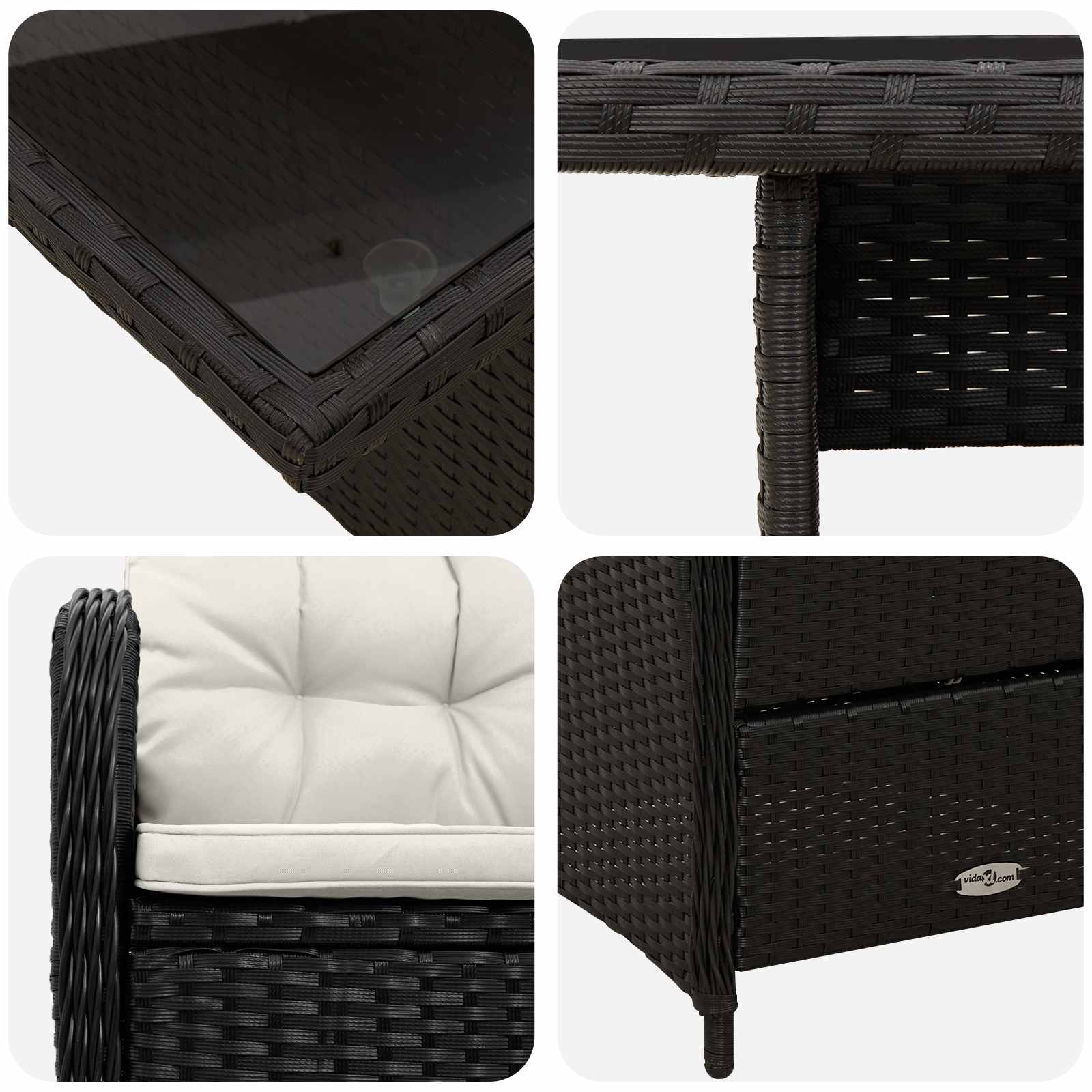 Vanjski set za objedovanje 5 pcs Crna i krem-bijela poliratan