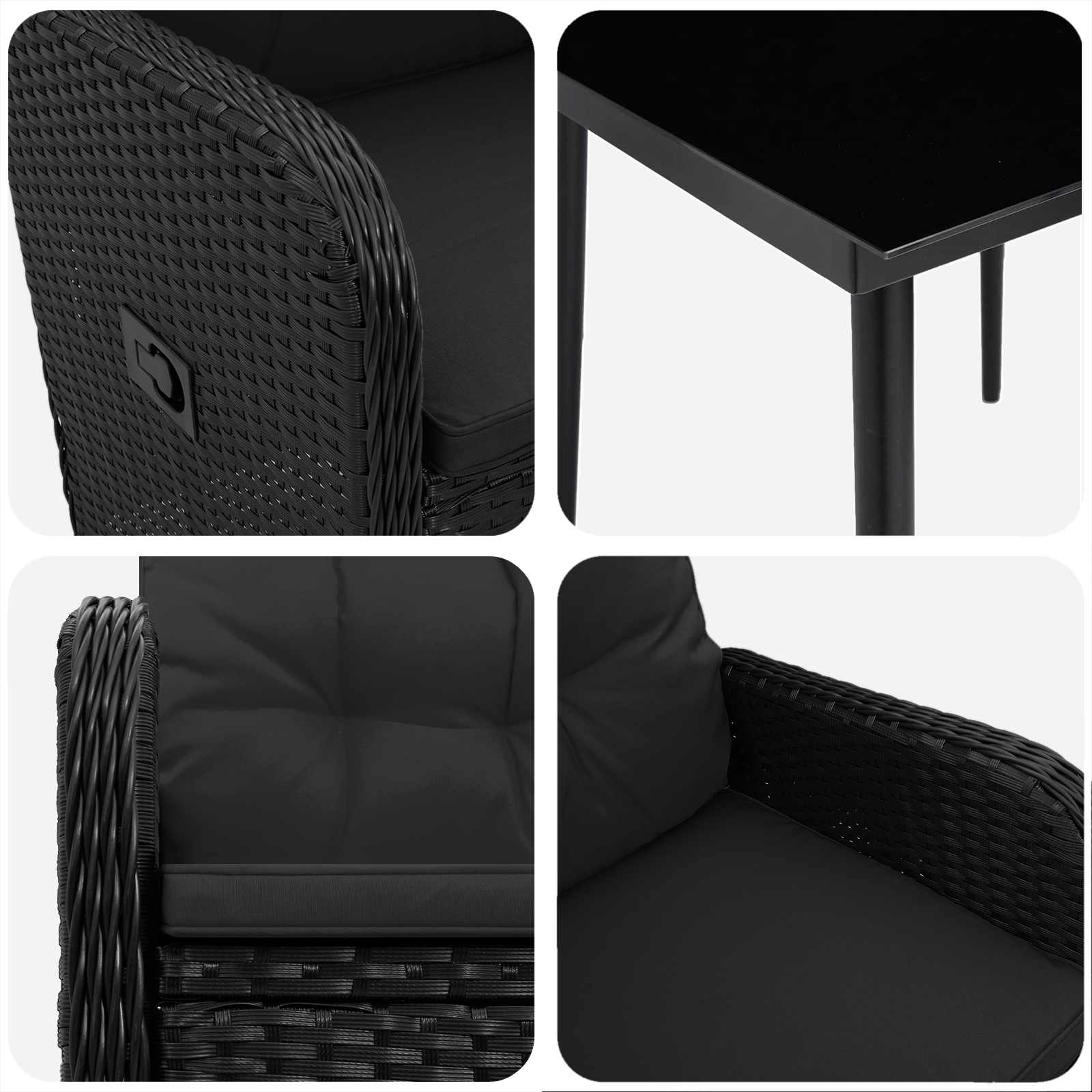 Set stolića za sofu s jastukom s jastukom 5 pcs Crna