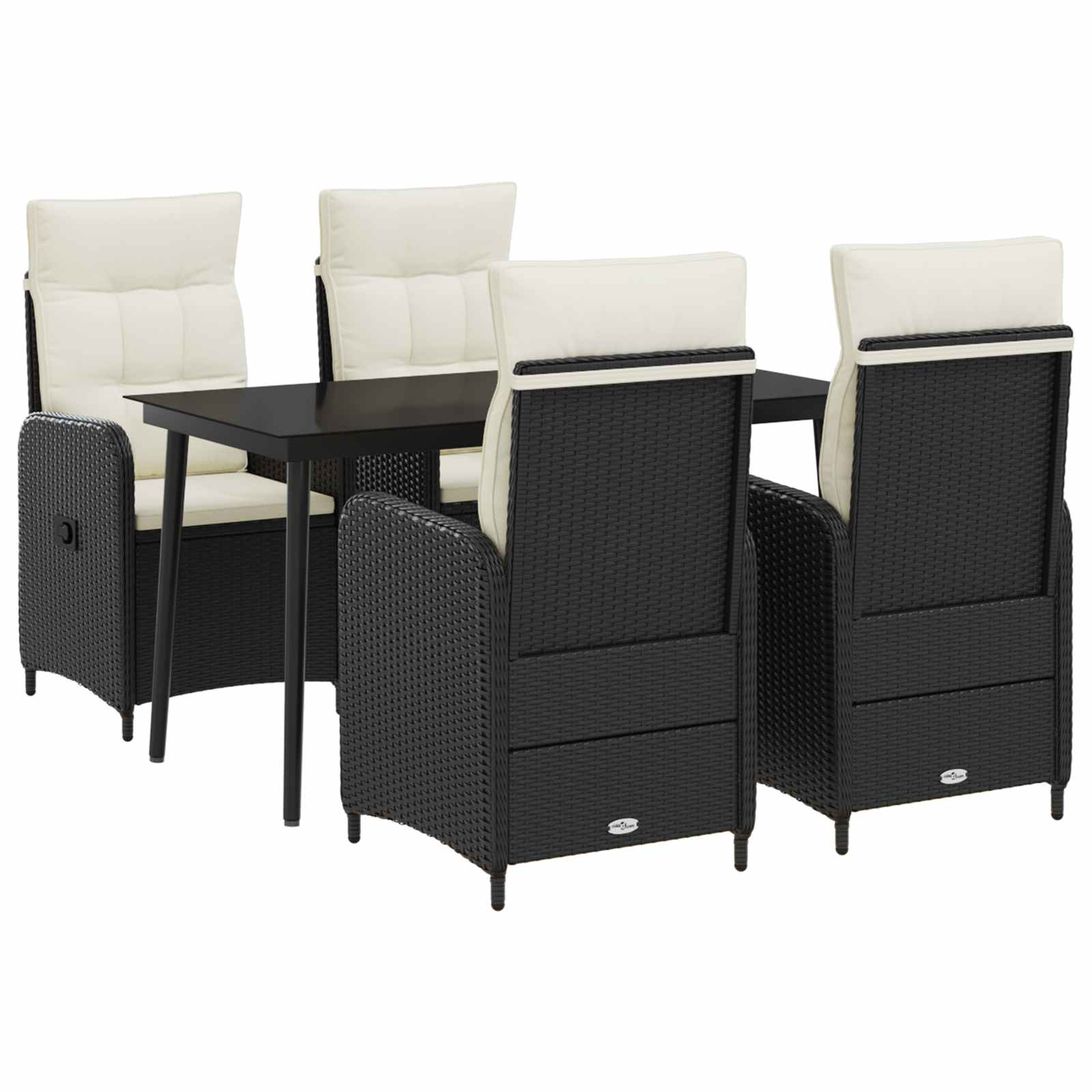 Set stolića za sofu s jastukom 5 pcs Crna i krem-bijela