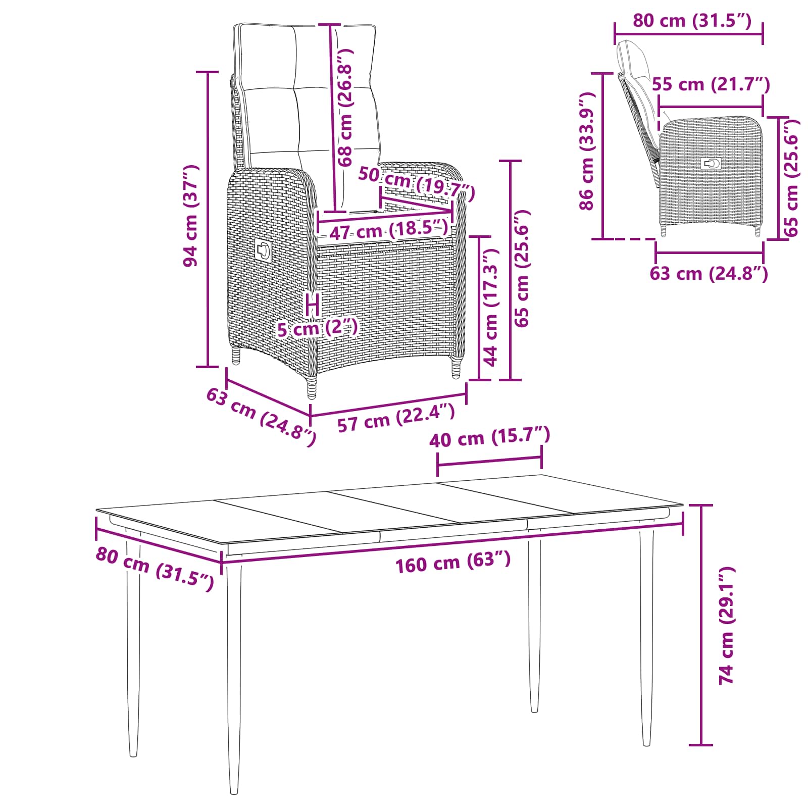Set stolića za sofu s jastukom s jastukom 5 pcs