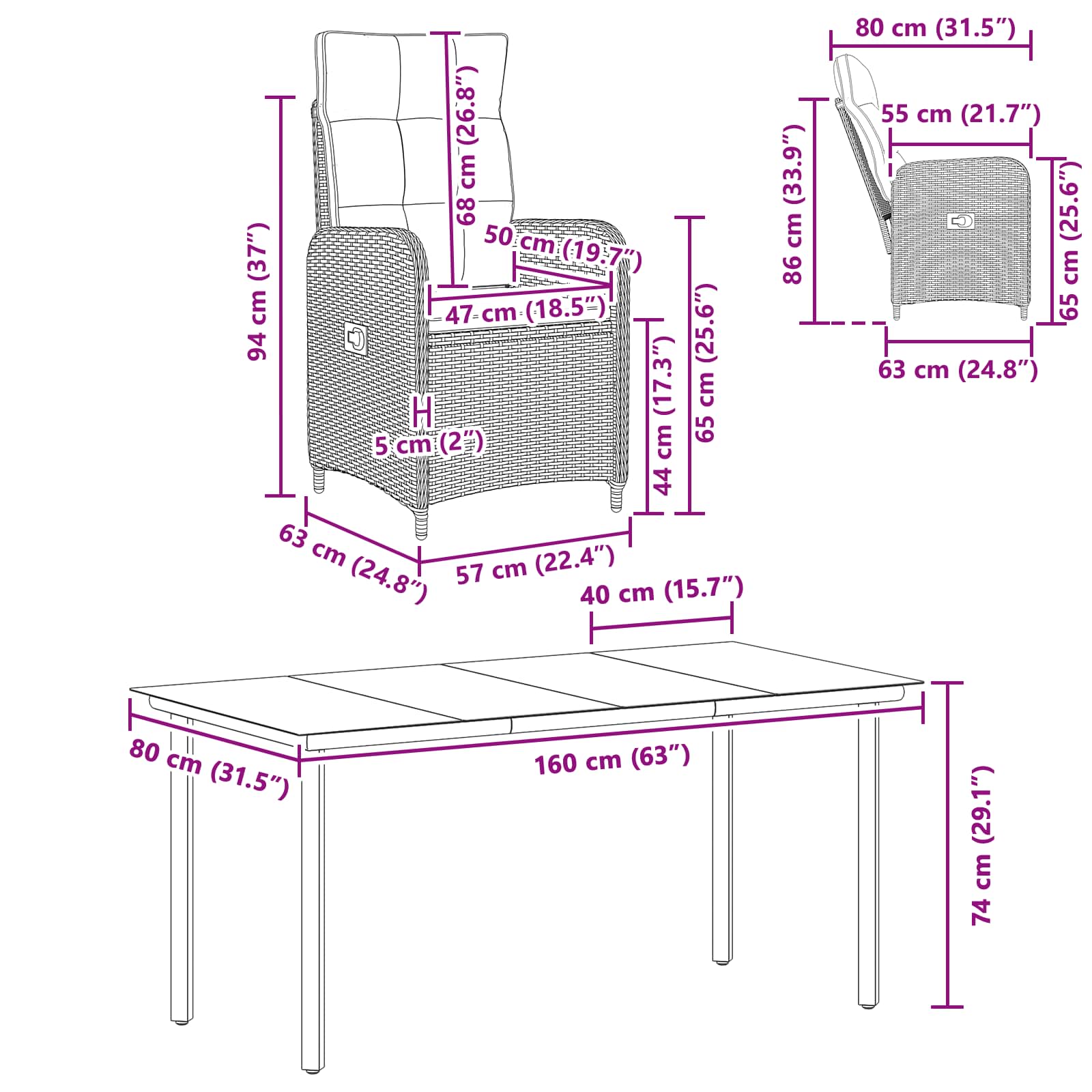 Set stolića za sofu s jastukom s jastukom 7 pcs