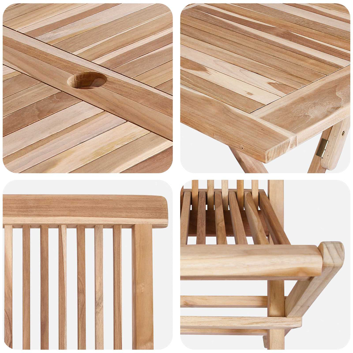 Set vrtnih namještaja 5 kom. Prirodna Čvrsto teak drvo