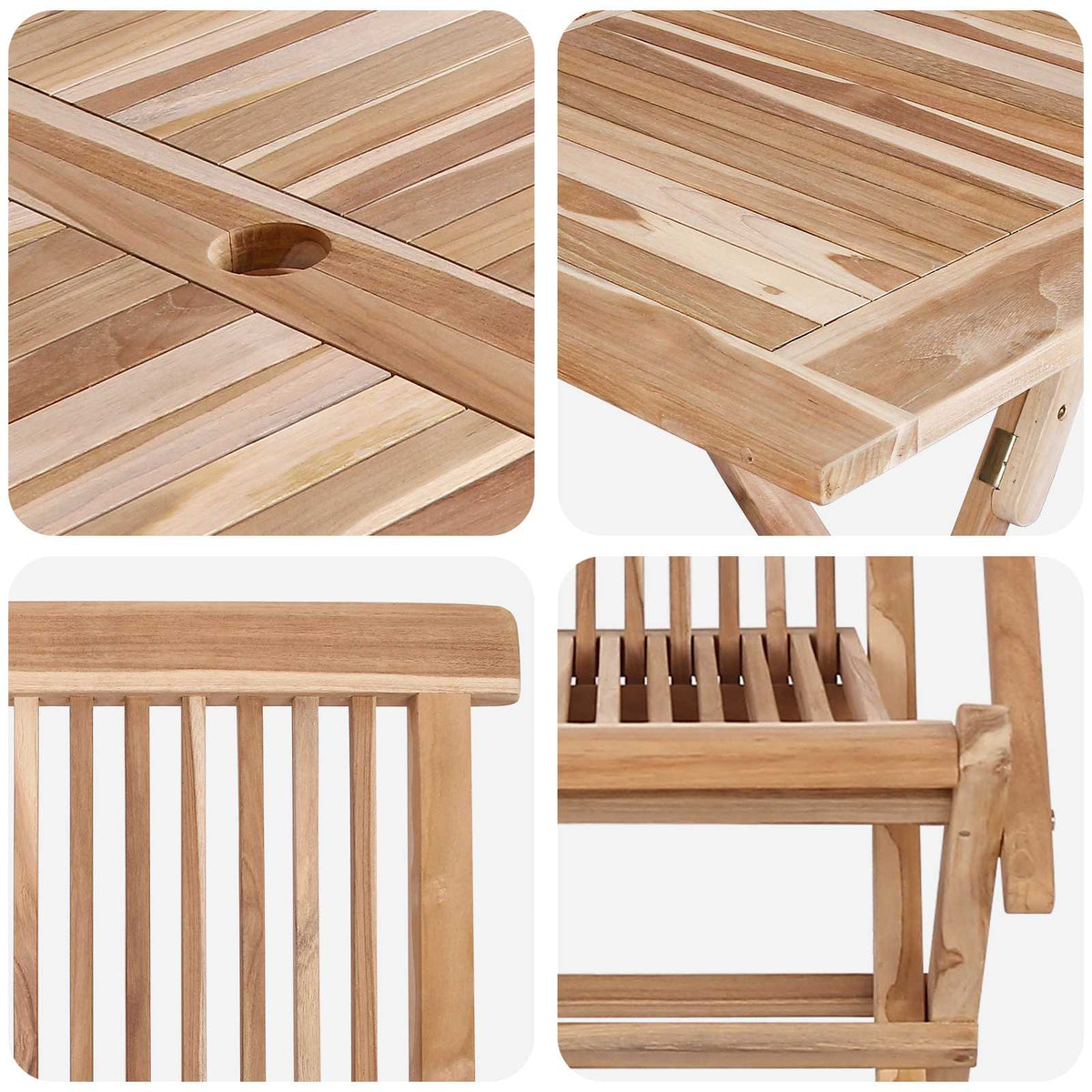 Set vrtnih namještaja 5 kom. Prirodna Čvrsto teak drvo