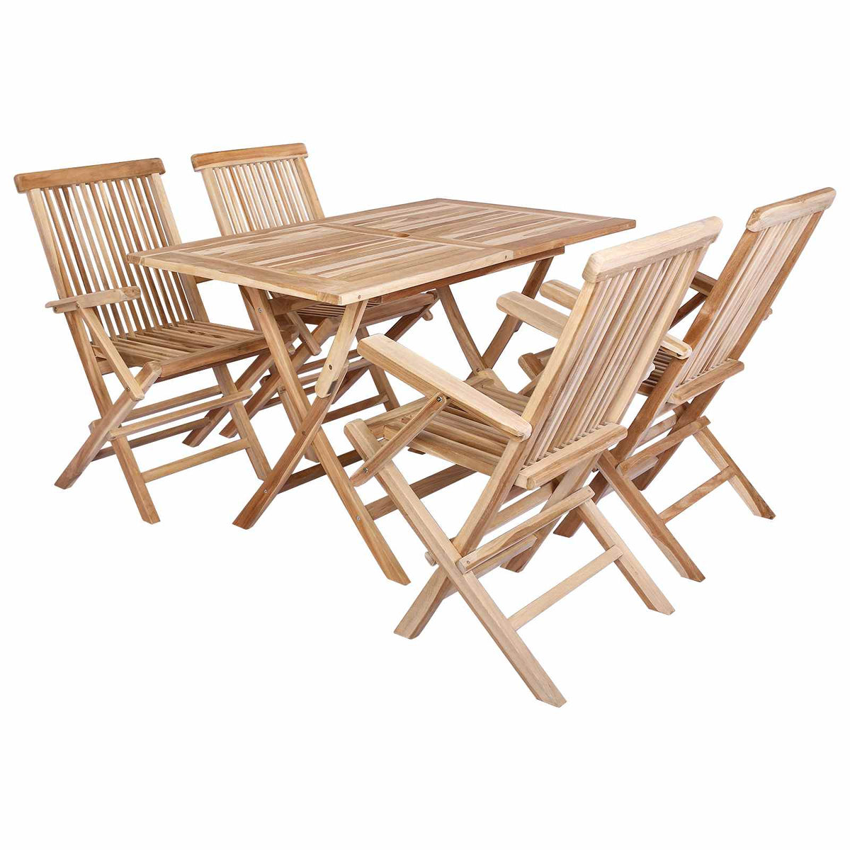 Set vrtnih namještaja 5 kom. Prirodna Čvrsto teak drvo