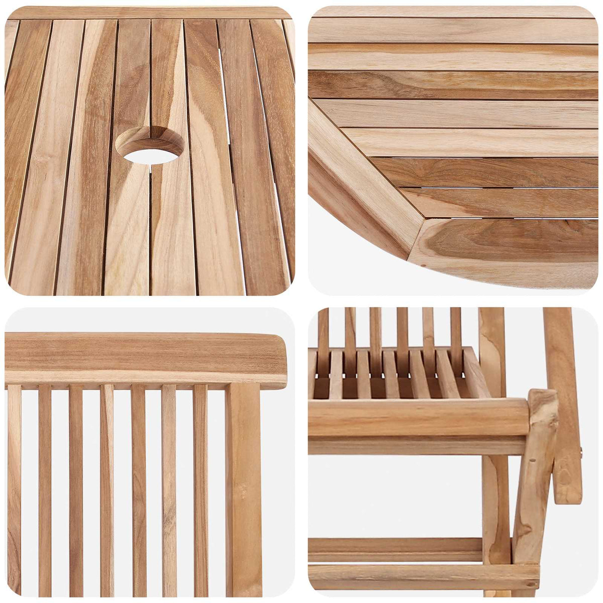 Set vrtnih namještaja 7 kom. Prirodna Čvrsto teak drvo