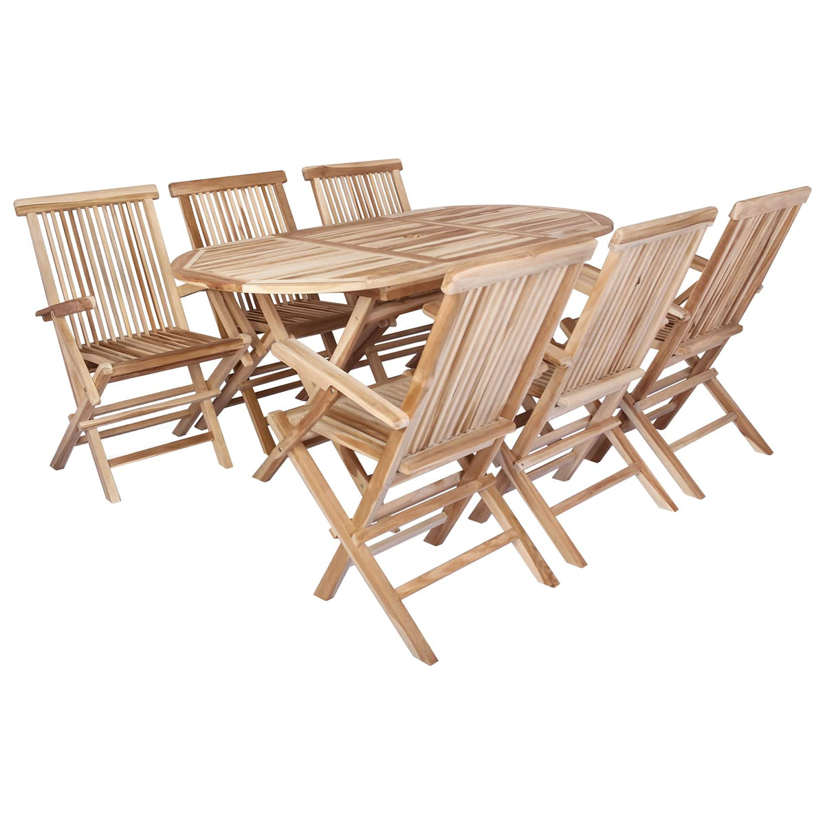 Set vrtnih namještaja 7 kom. Prirodna Čvrsto teak drvo
