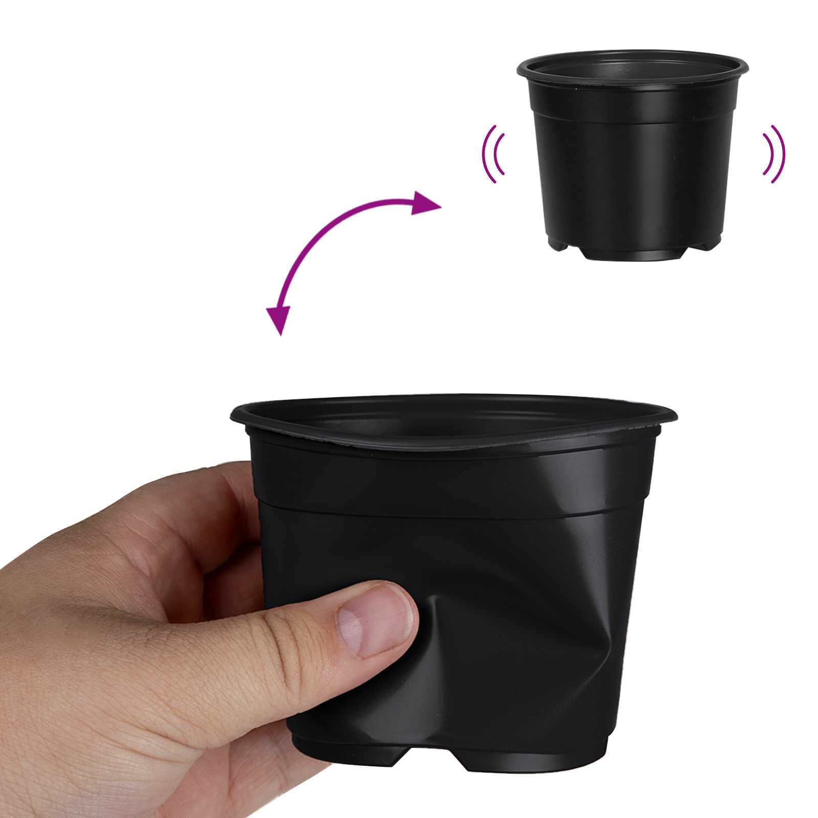 Okrugla saksija za cveće 100 pcs Crna Ø 10 x 8 cm Plastika