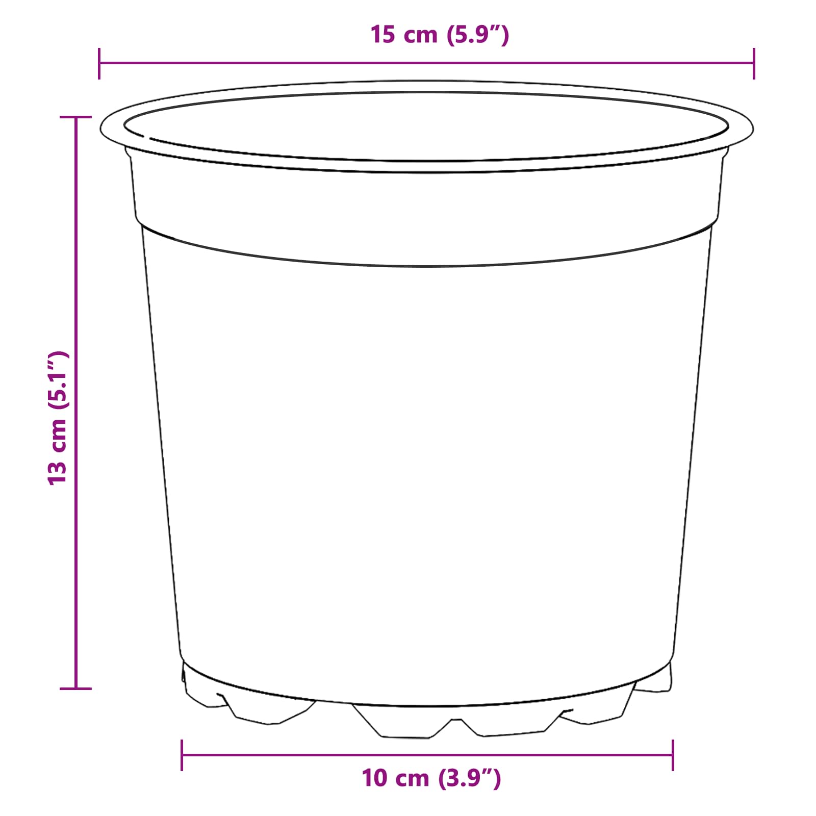 Lonac za cvijeće 200 pcs Crna Ø 15 x 13 cm Plastika
