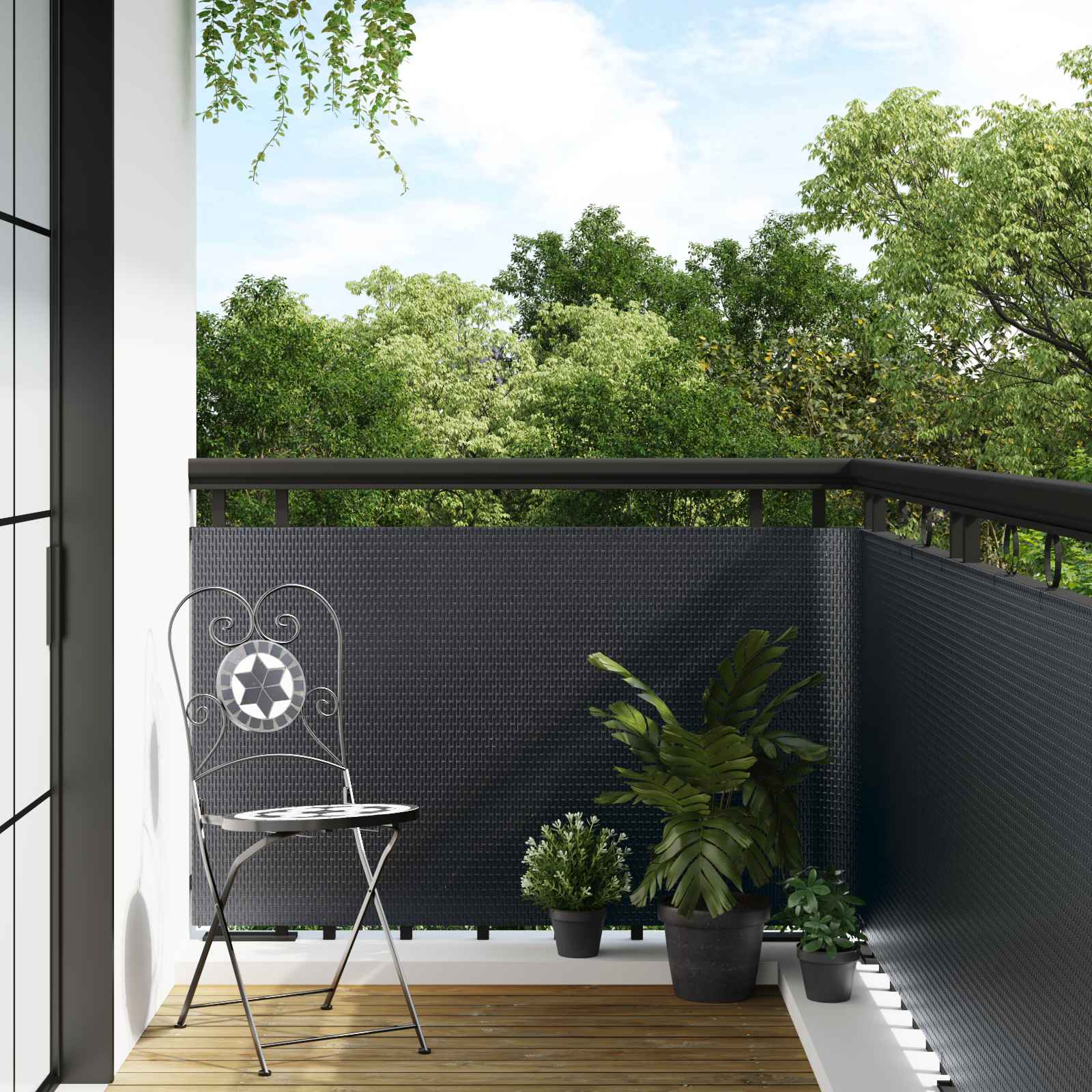 Balcony ekran Tamnosiva 500 x 90 cm poliratan