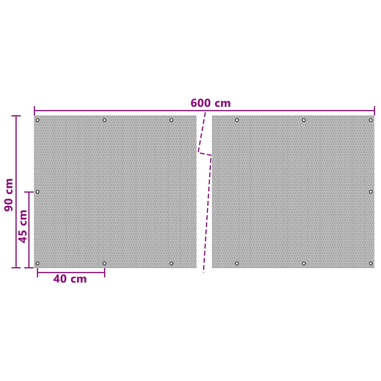 Ekran za balkon s rupama Crna