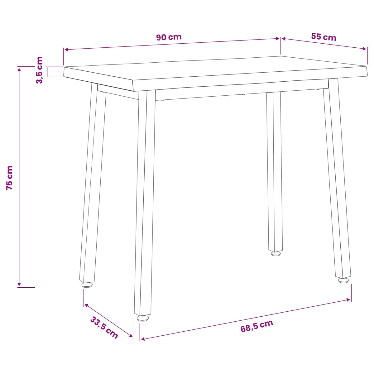 90 x 55 x 75 cm Čvrsto drvo akacije Tamno smeđa i bijela