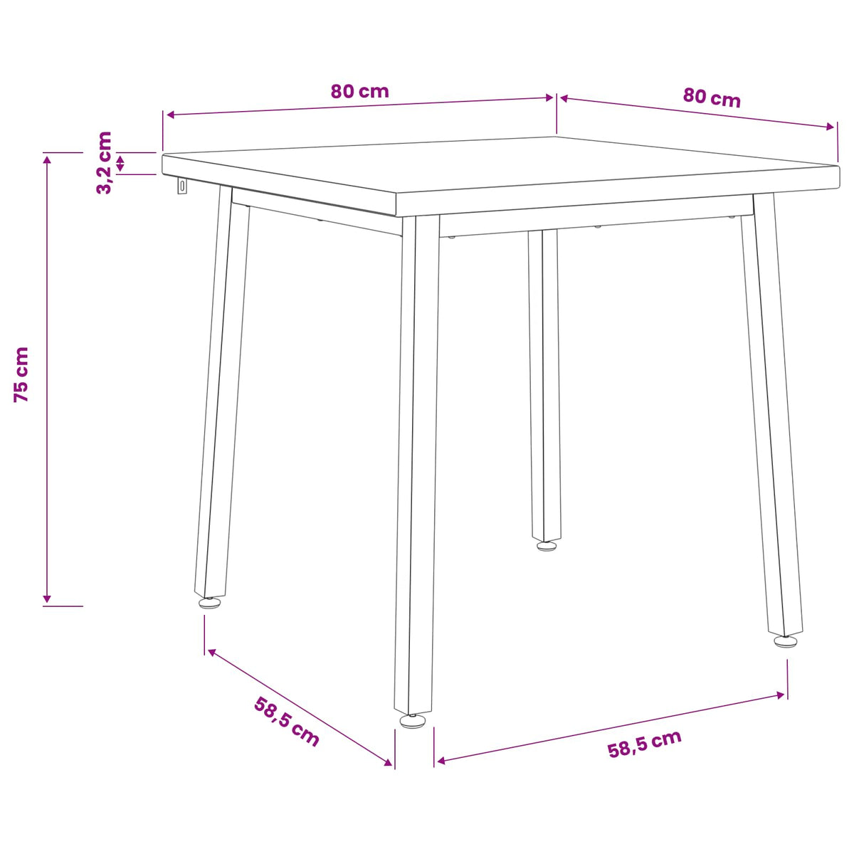 80 x 80 x 75 cm Čvrsto drvo akacije Tamno smeđa i crna