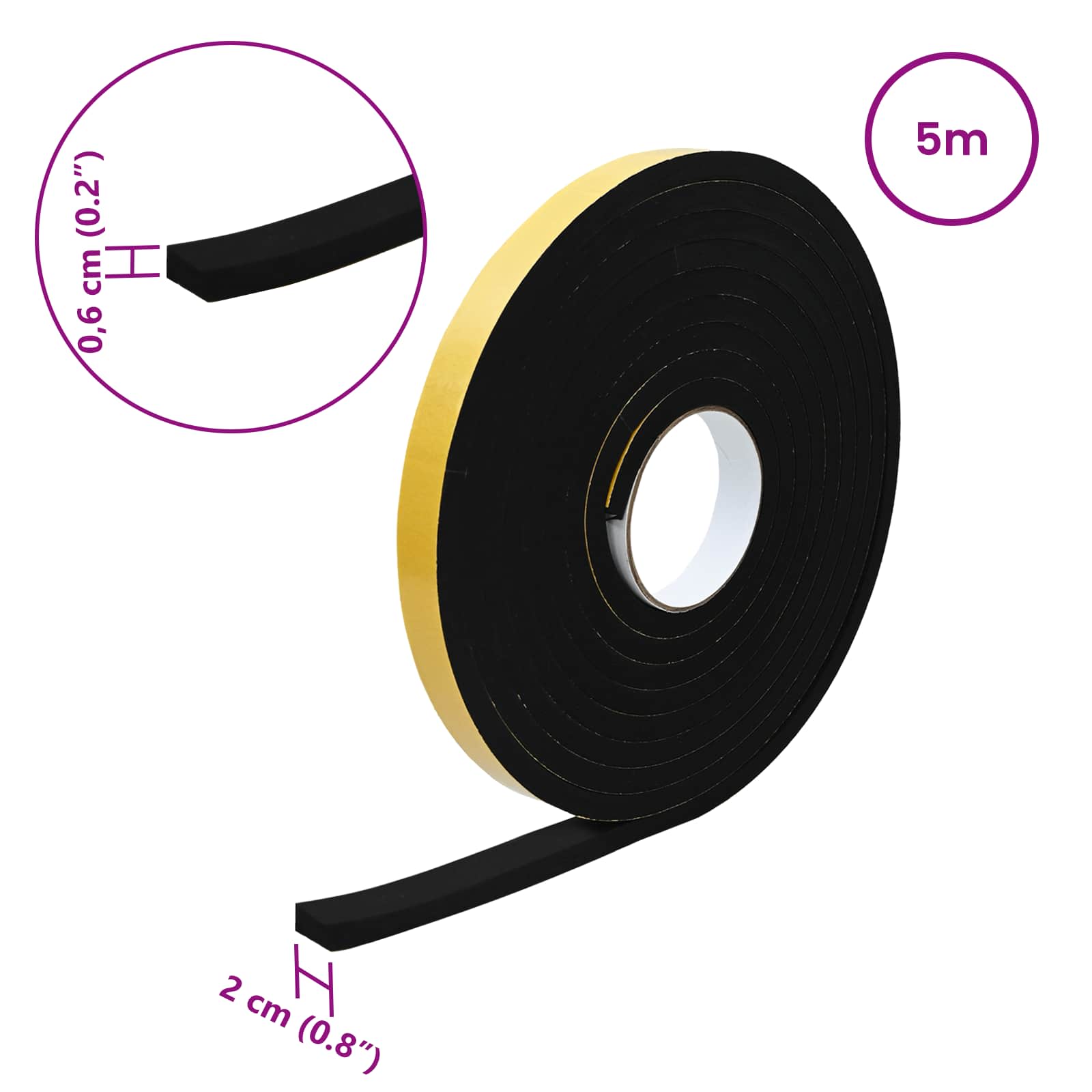 Samoljepljiva pjenasta traka 20 pcs Crna 20mm x 5m CR pjena