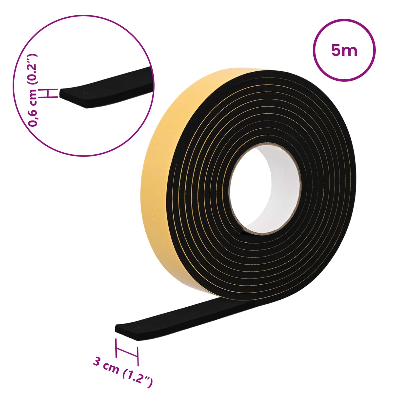 Samoljepljiva pjenasta traka 20 pcs Crna 30mm x 5m CR pjena
