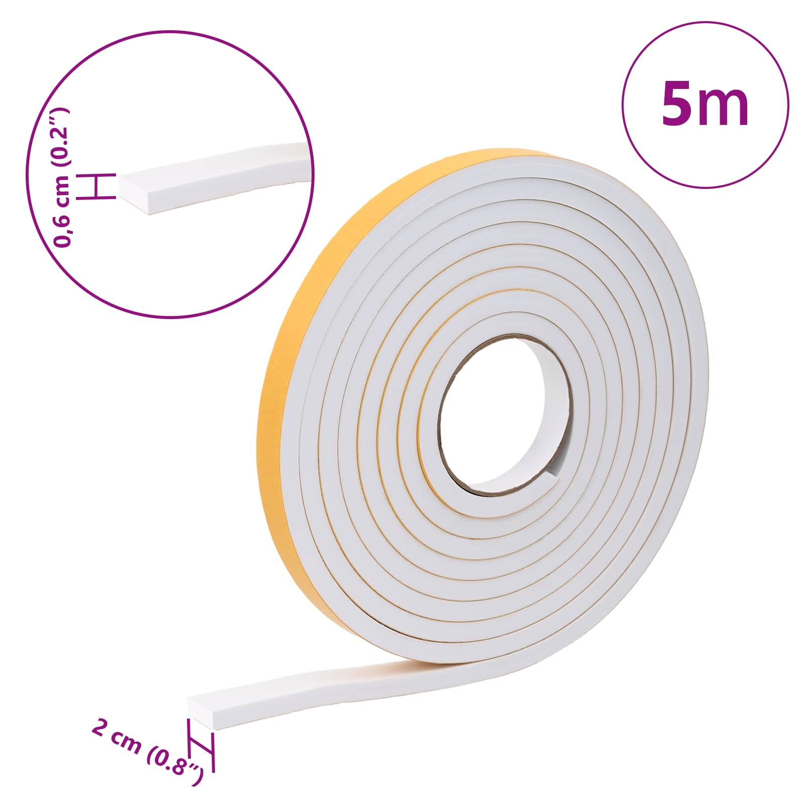 Samoljepljiva pjenasta traka 10 pcs Bijela 20mm x 5m CR pjena