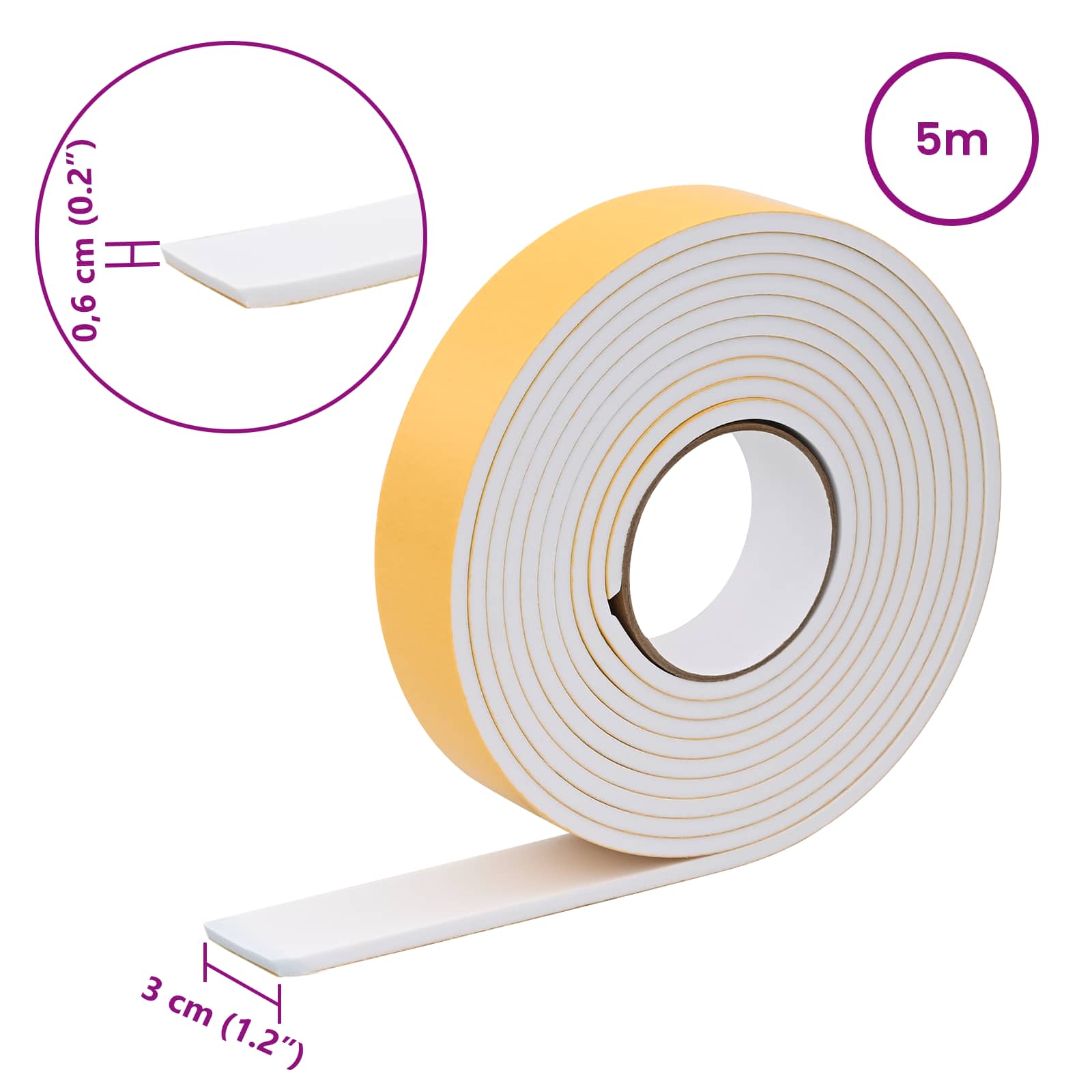 Samoljepljiva pjenasta traka 20 pcs Bijela 30mm x 5m CR pjena