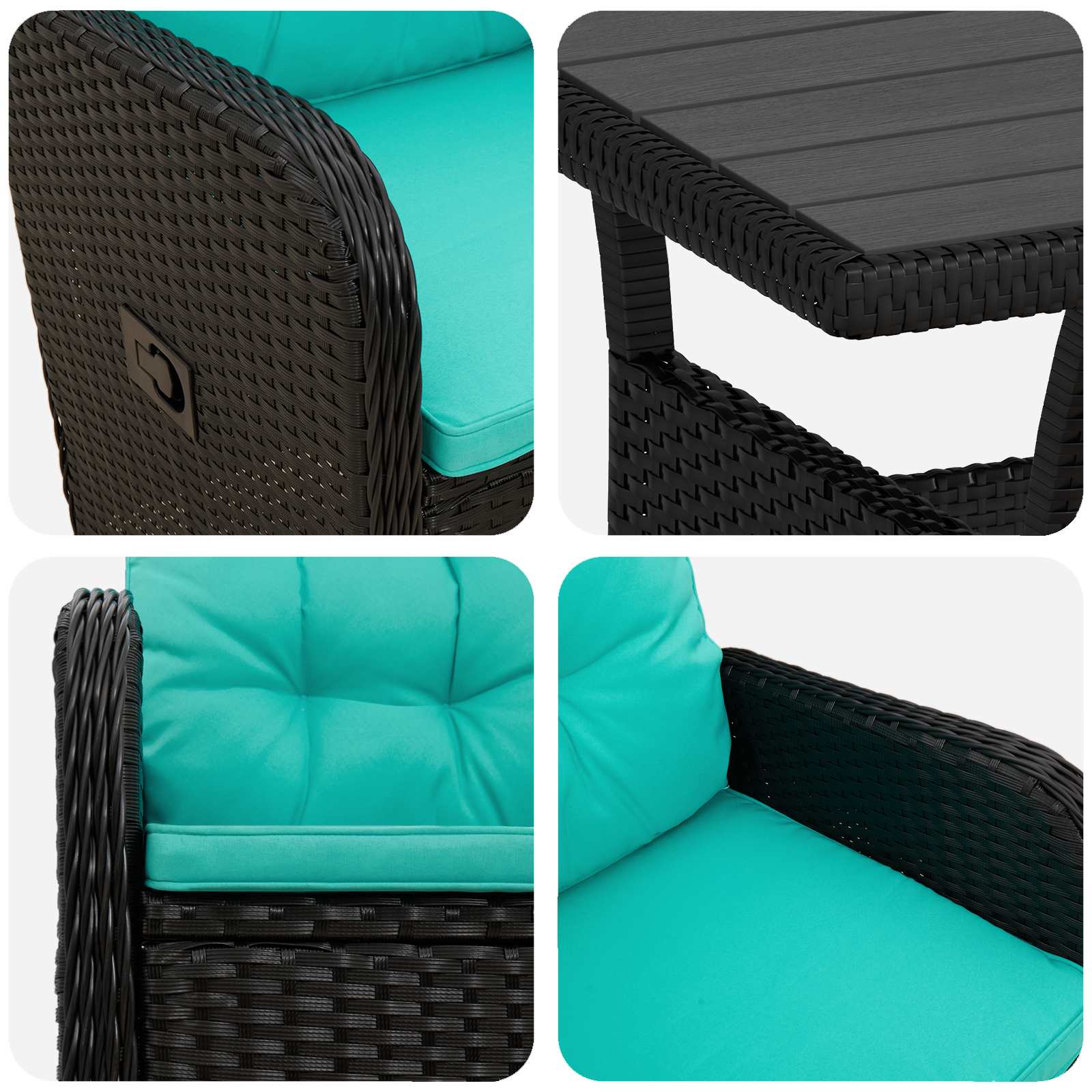 Vanjski set za objedovanje 3 pcs Crna i Tirkizna poliratan