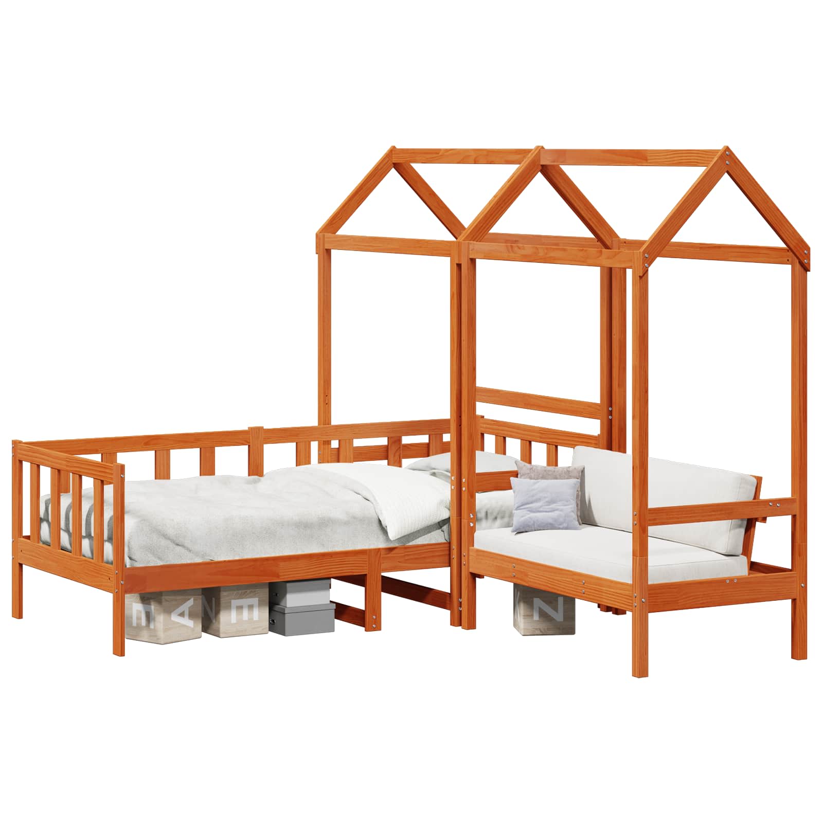 Set Dnevnog Kreveta Vosak Smeđa 90 x 200 cm Masivna borovina