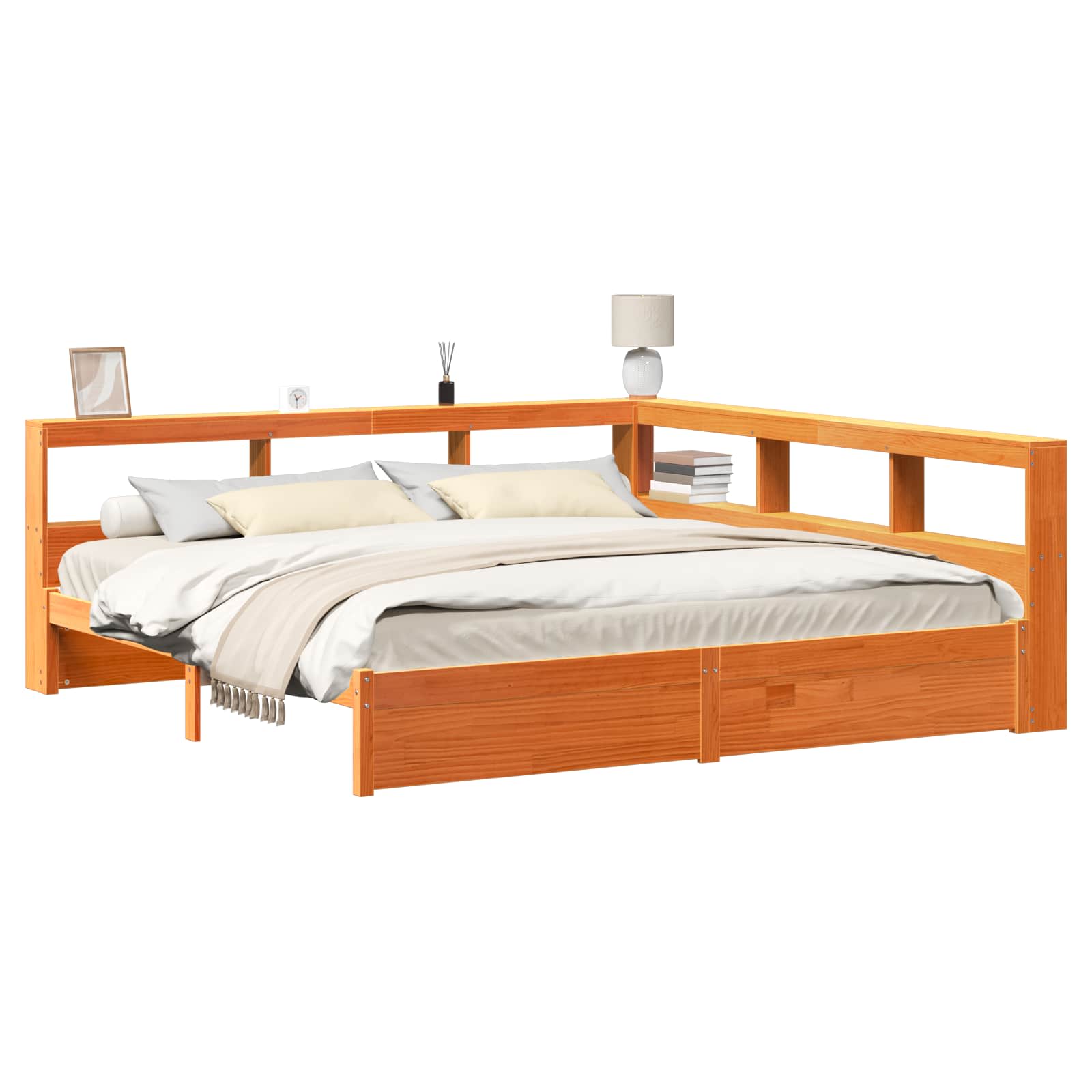Krevet s policama s uzglavljem 2 pcs Vosak smeđa 200 x 200 cm