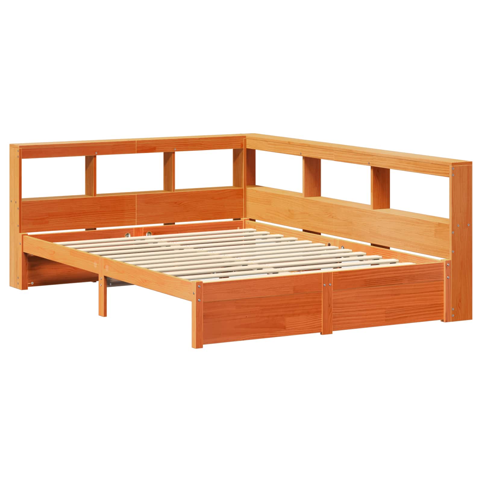 Krevet s policama s uzglavljem 2 pcs Vosak smeđa 200 x 160 cm