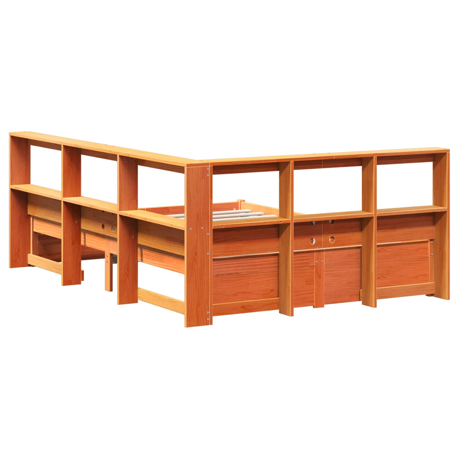 Krevet s policama s uzglavljem 2 pcs Vosak smeđa 200 x 160 cm