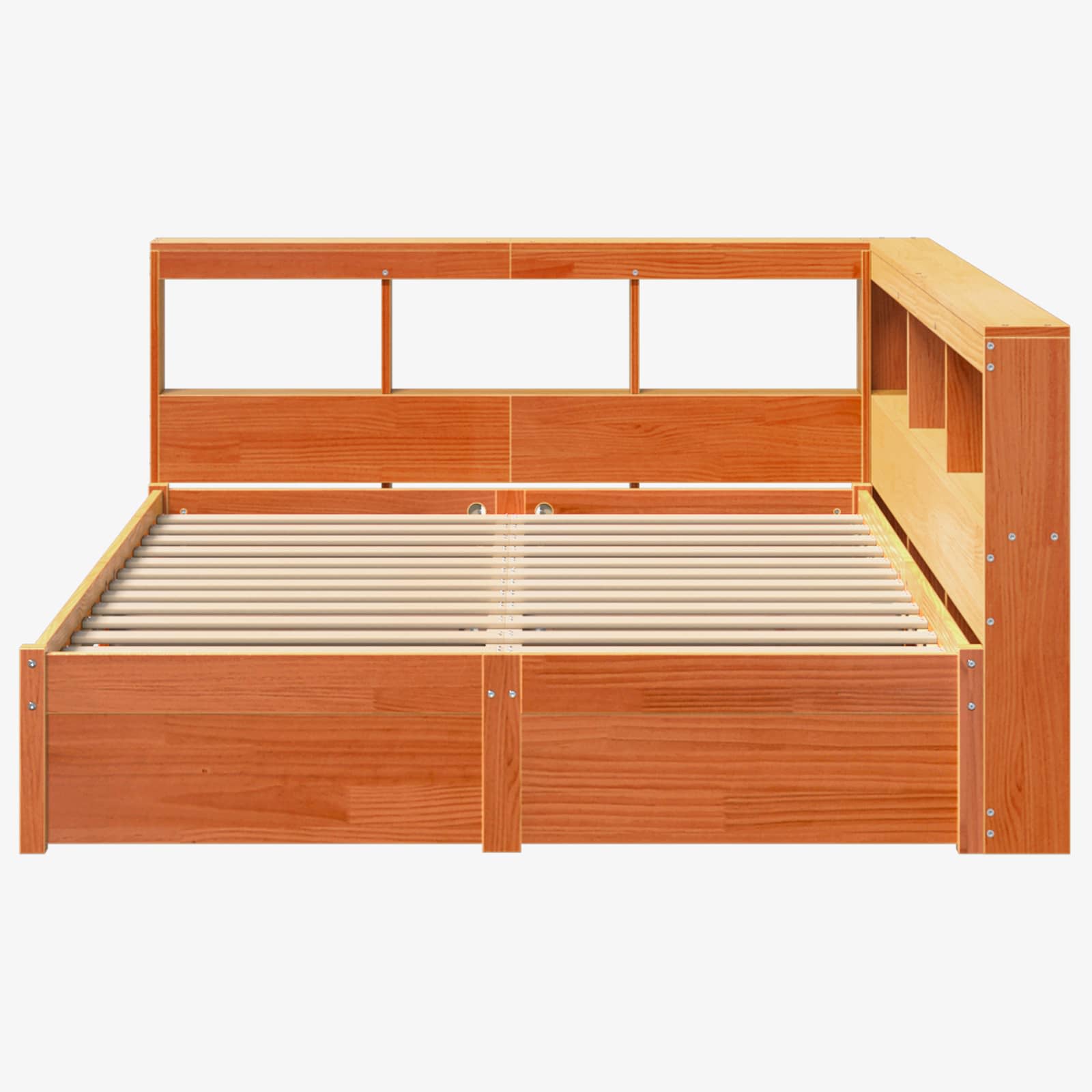 Krevet s policama s uzglavljem 2 pcs Vosak smeđa 200 x 160 cm