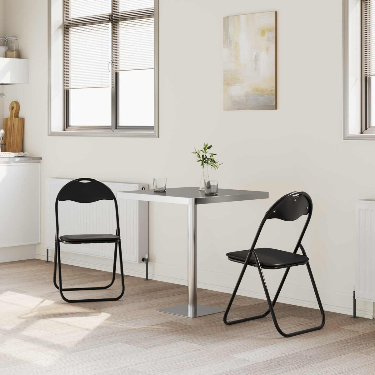 Sklopiva stolica 2 pcs Crna 48 x 43,5 x 81 cm Lažna koža