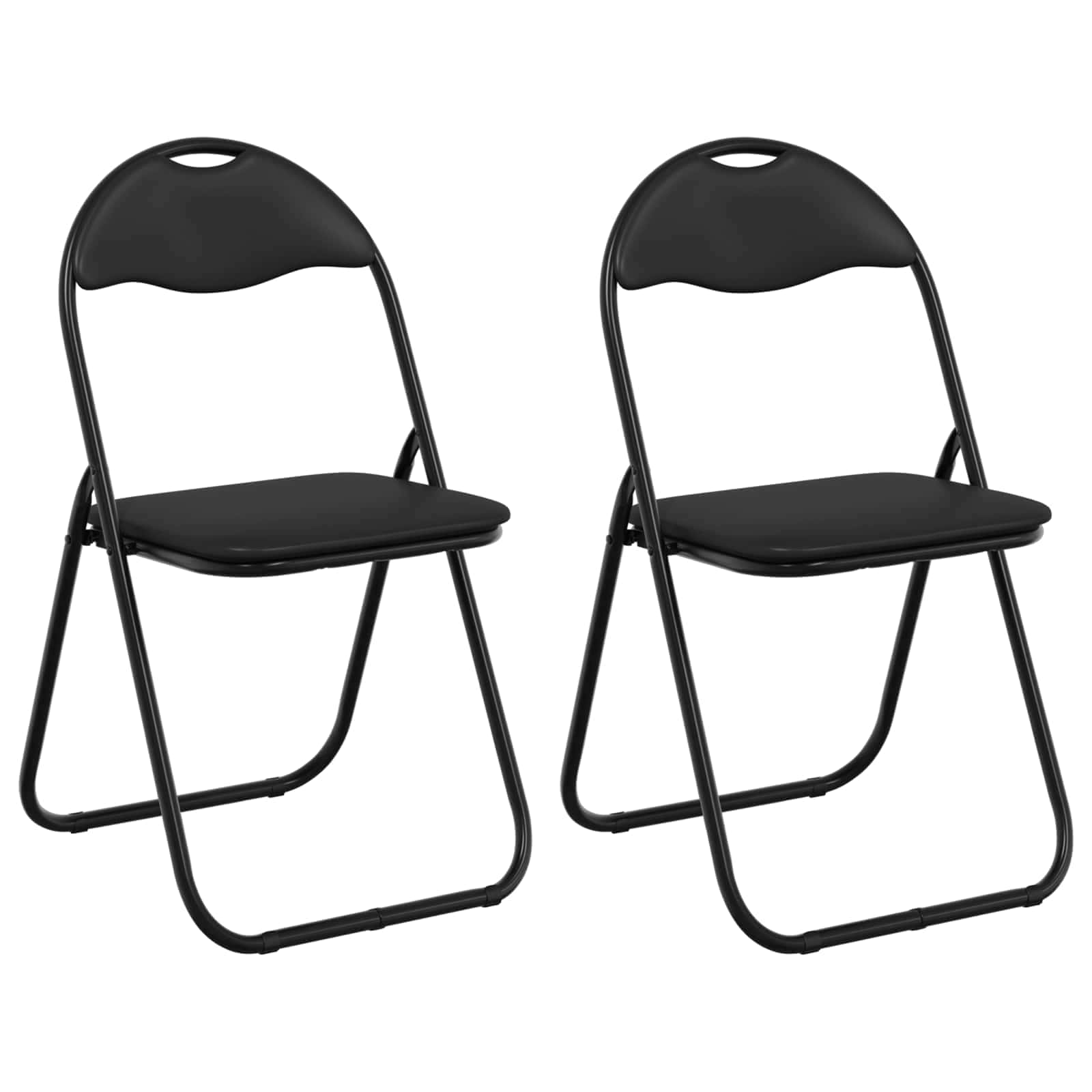 Sklopiva stolica 2 pcs Crna 48 x 43,5 x 81 cm Lažna koža