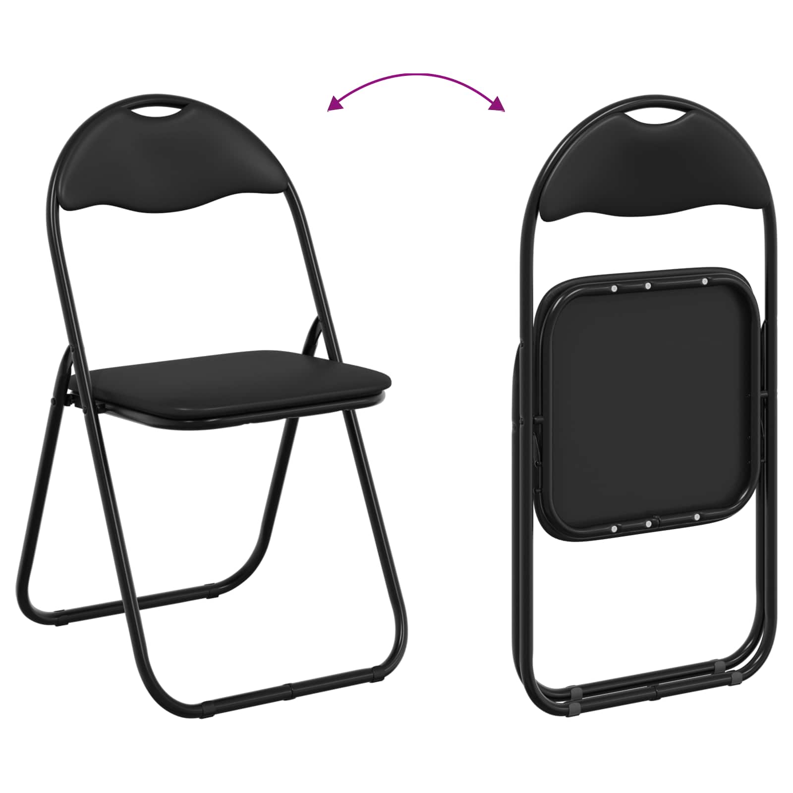 Sklopiva stolica 2 pcs Crna 48 x 43,5 x 81 cm Lažna koža