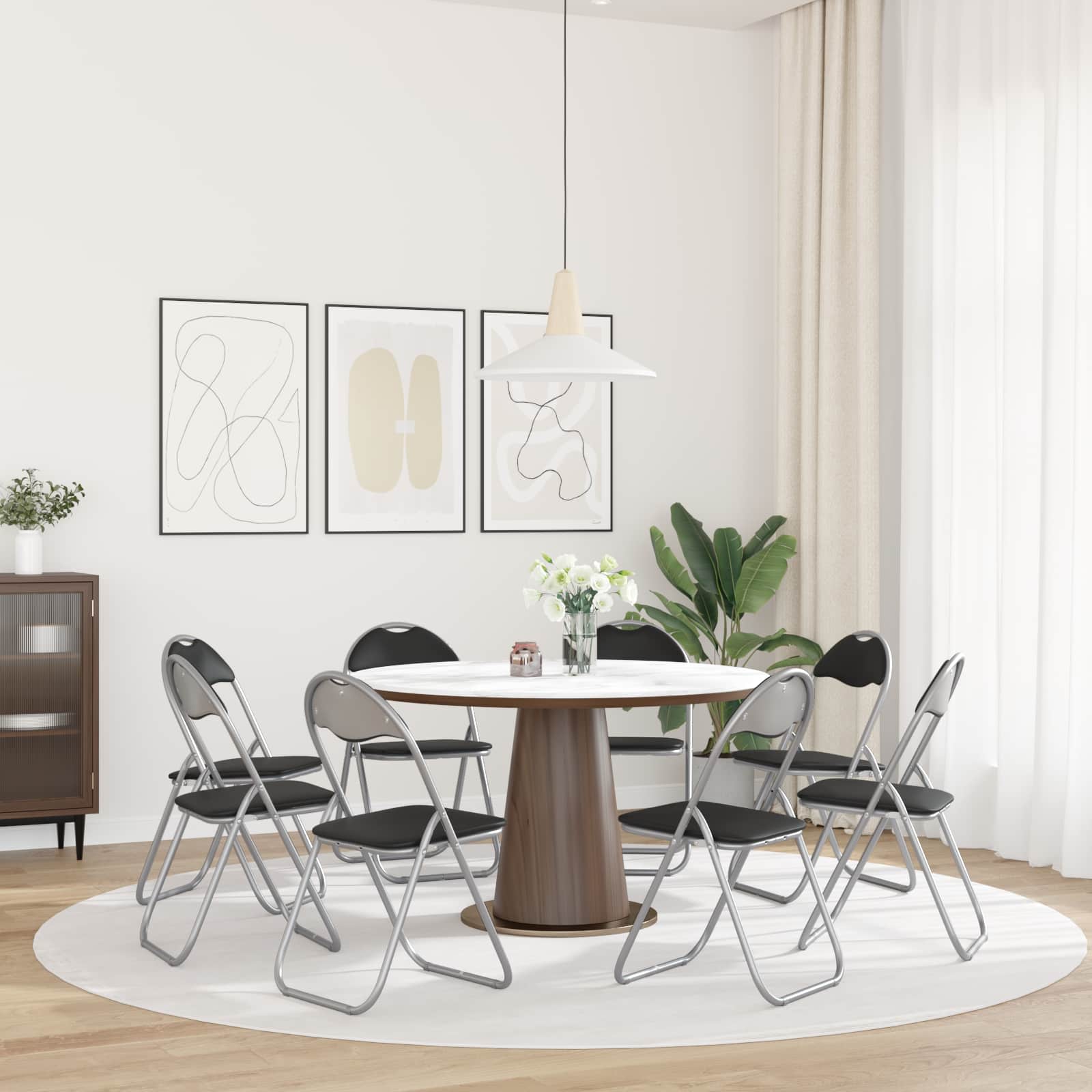 Sklopiva stolica 8 pcs Crna i Siva 48 x 43,5 x 81 cm Lažna koža