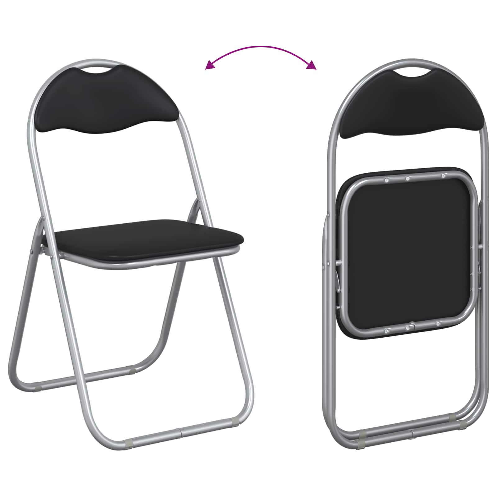 Sklopiva stolica 8 pcs Crna i Siva 48 x 43,5 x 81 cm Lažna koža