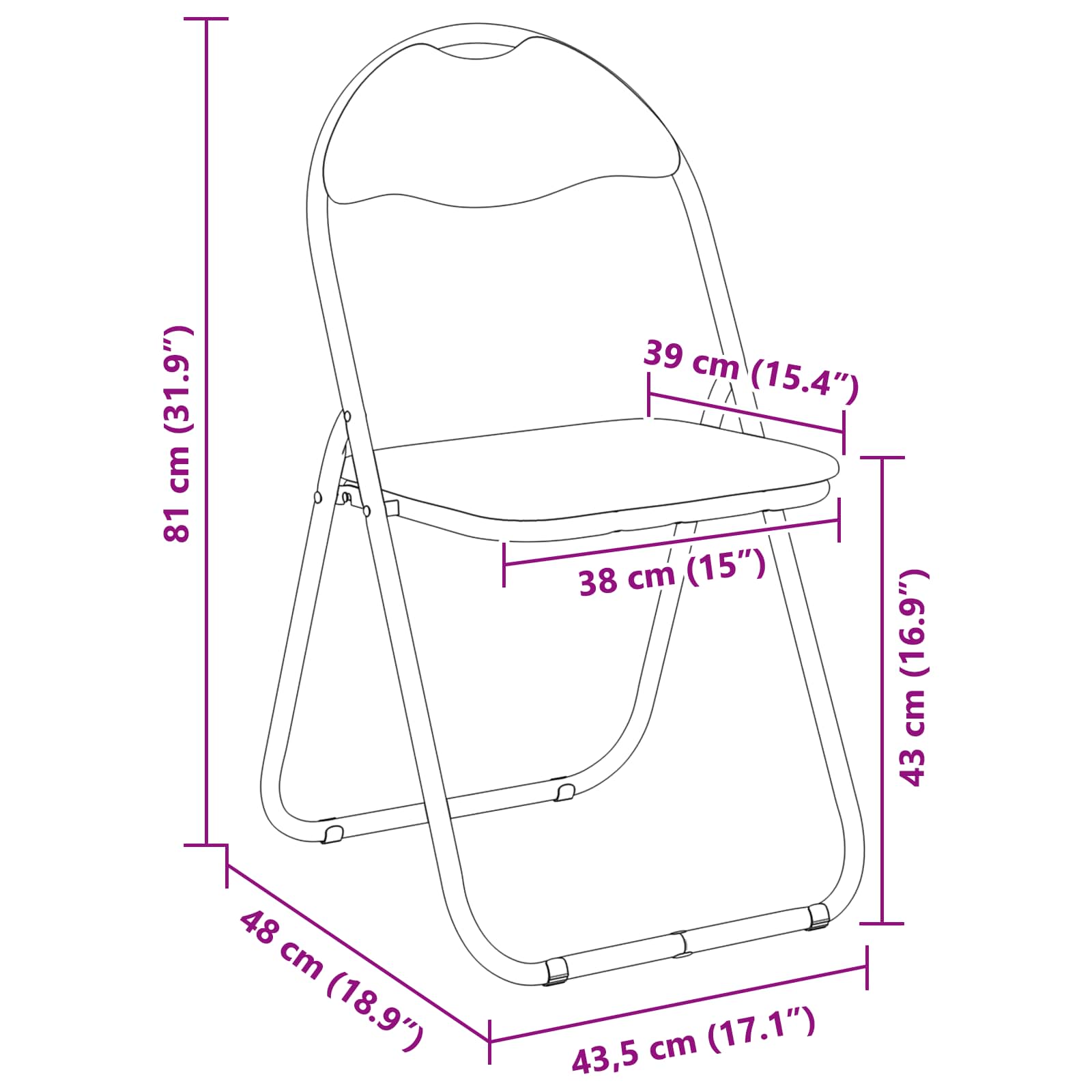 Sklopiva stolica 8 pcs Crna i Siva 48 x 43,5 x 81 cm Lažna koža
