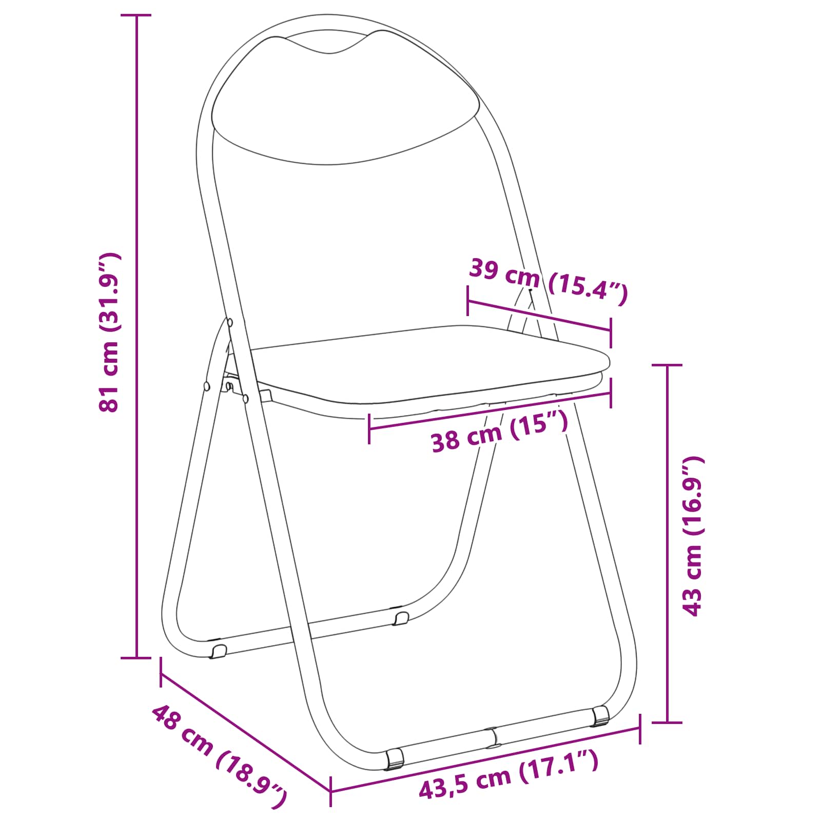 Sklopiva stolica 2 pcs Sivi 48 x 43,5 x 81 cm Lažna koža