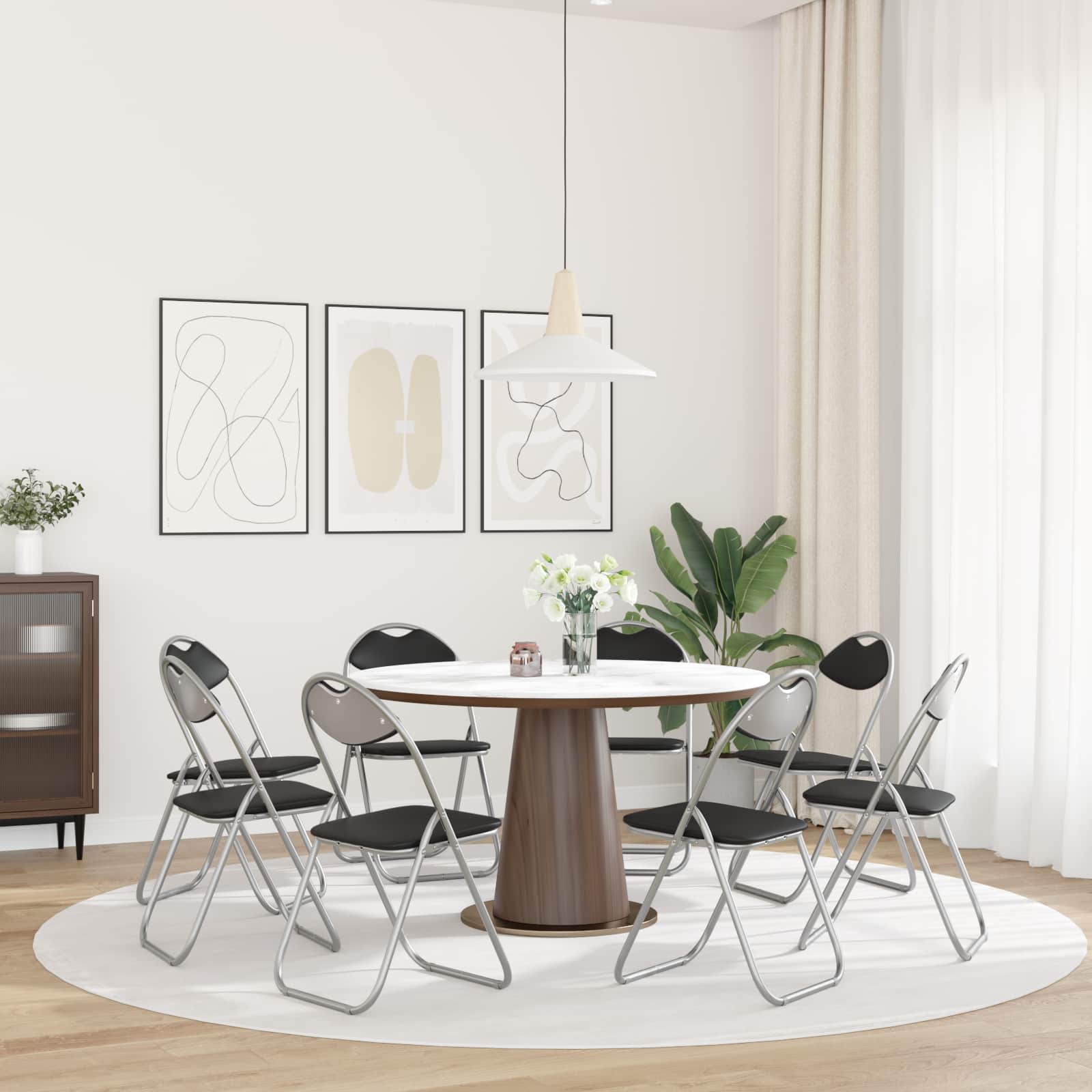 Sklopiva stolica 8 pcs Crna i Siva 48 x 43,5 x 81 cm Lažna koža