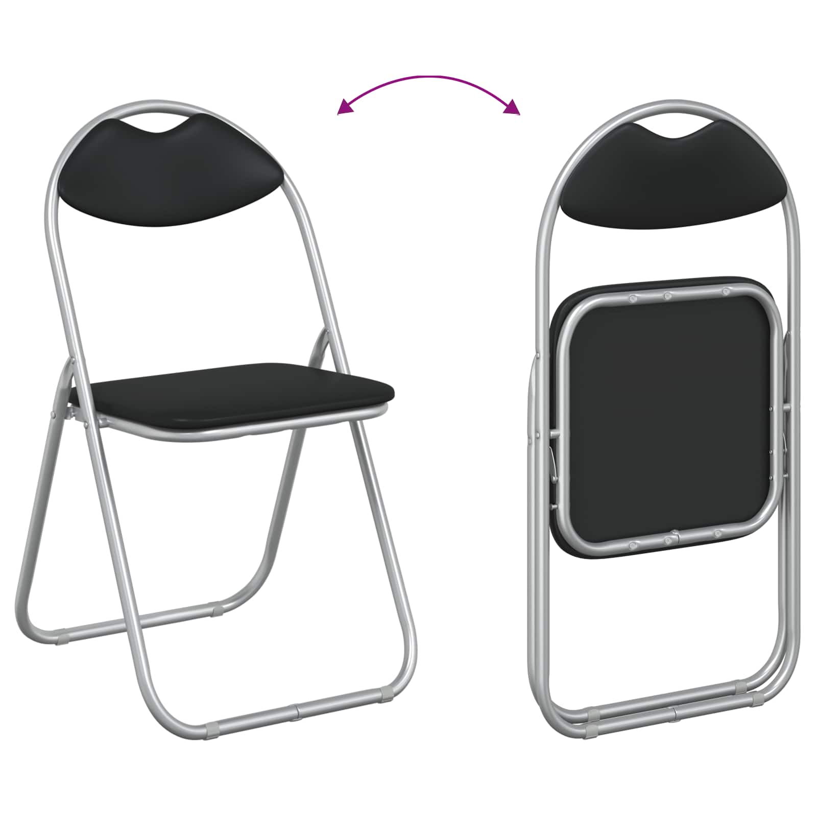 Sklopiva stolica 8 pcs Crna i Siva 48 x 43,5 x 81 cm Lažna koža