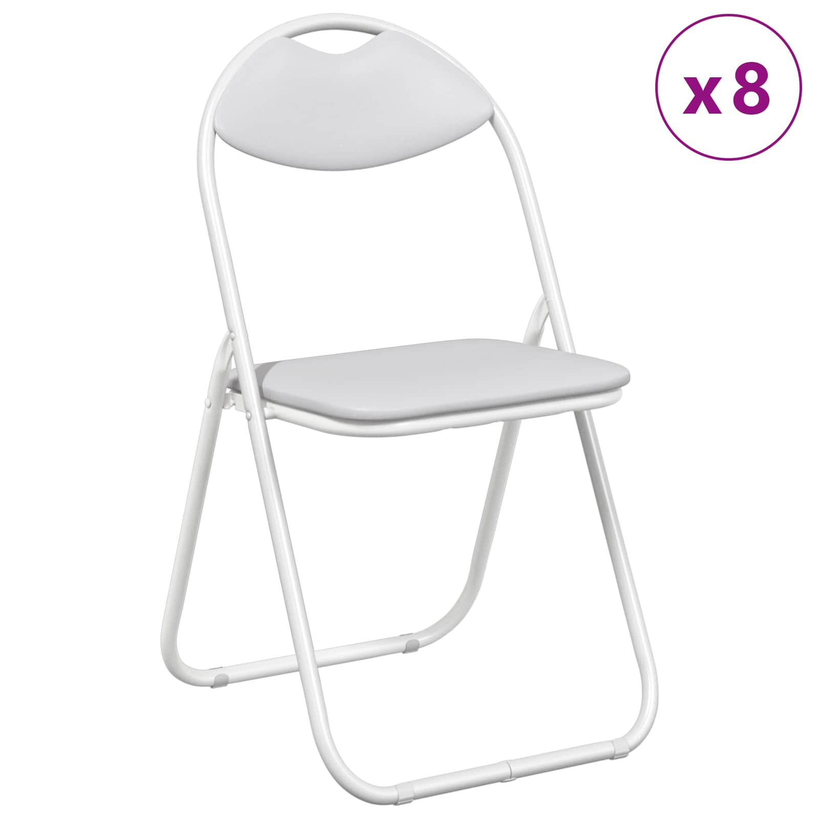 Sklopiva stolica 8 pcs Bijeli 48 x 43,5 x 81 cm Lažna koža