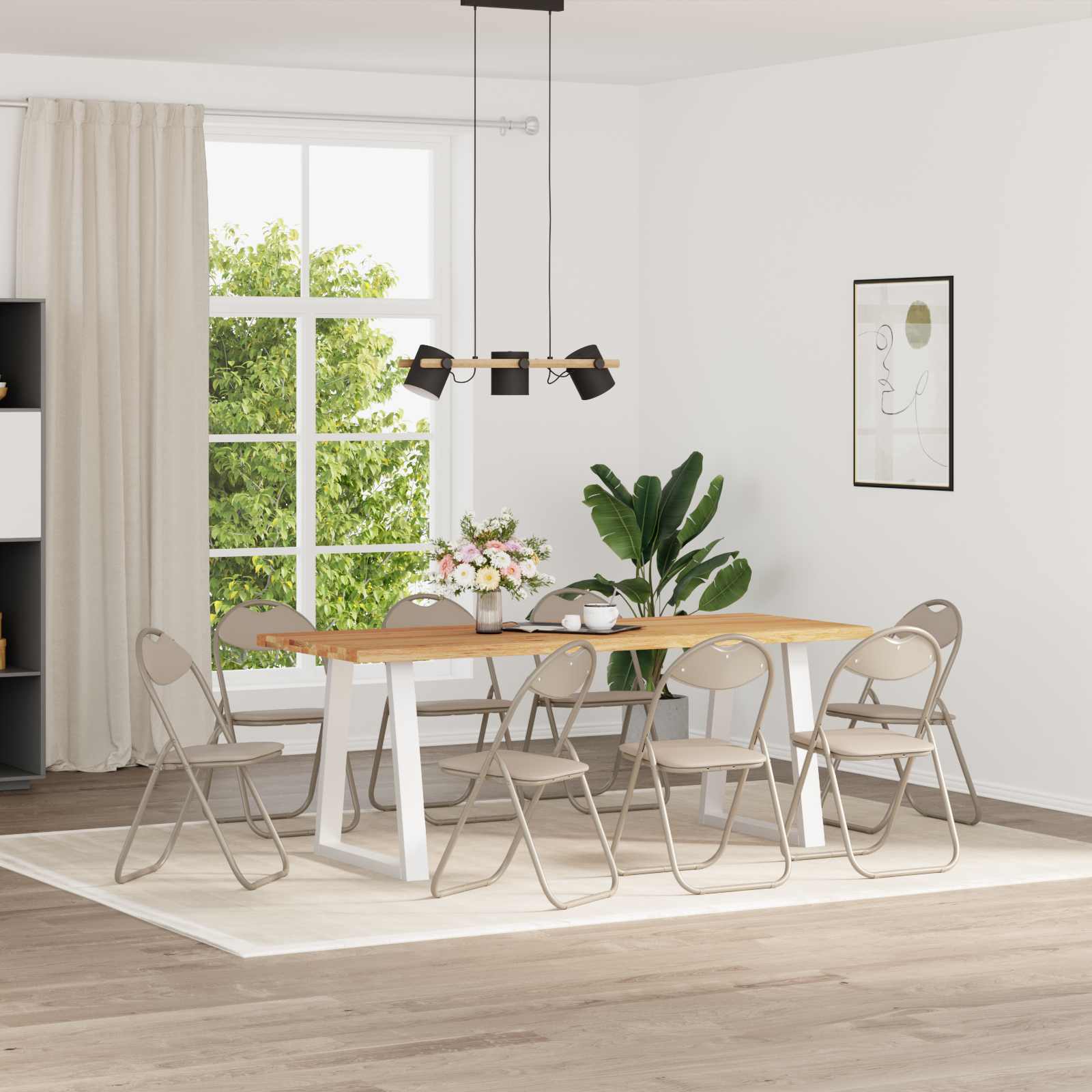 Sklopiva stolica 8 pcs Pijesak 48 x 43,5 x 81 cm Lažna koža