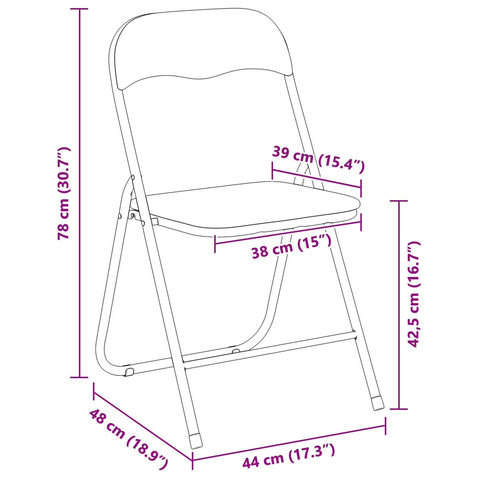 Sklopiva stolica 8 pcs Crna 48 x 44 x 78 cm Baršun