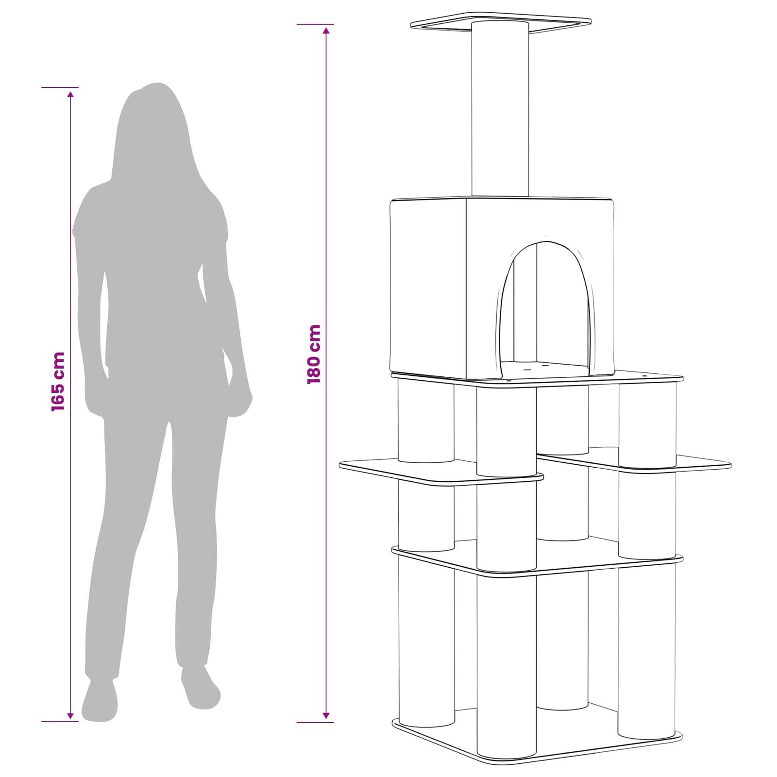 Mačje drvo s sisalnim postoljima za grebanje Tamnosiva 180 cm