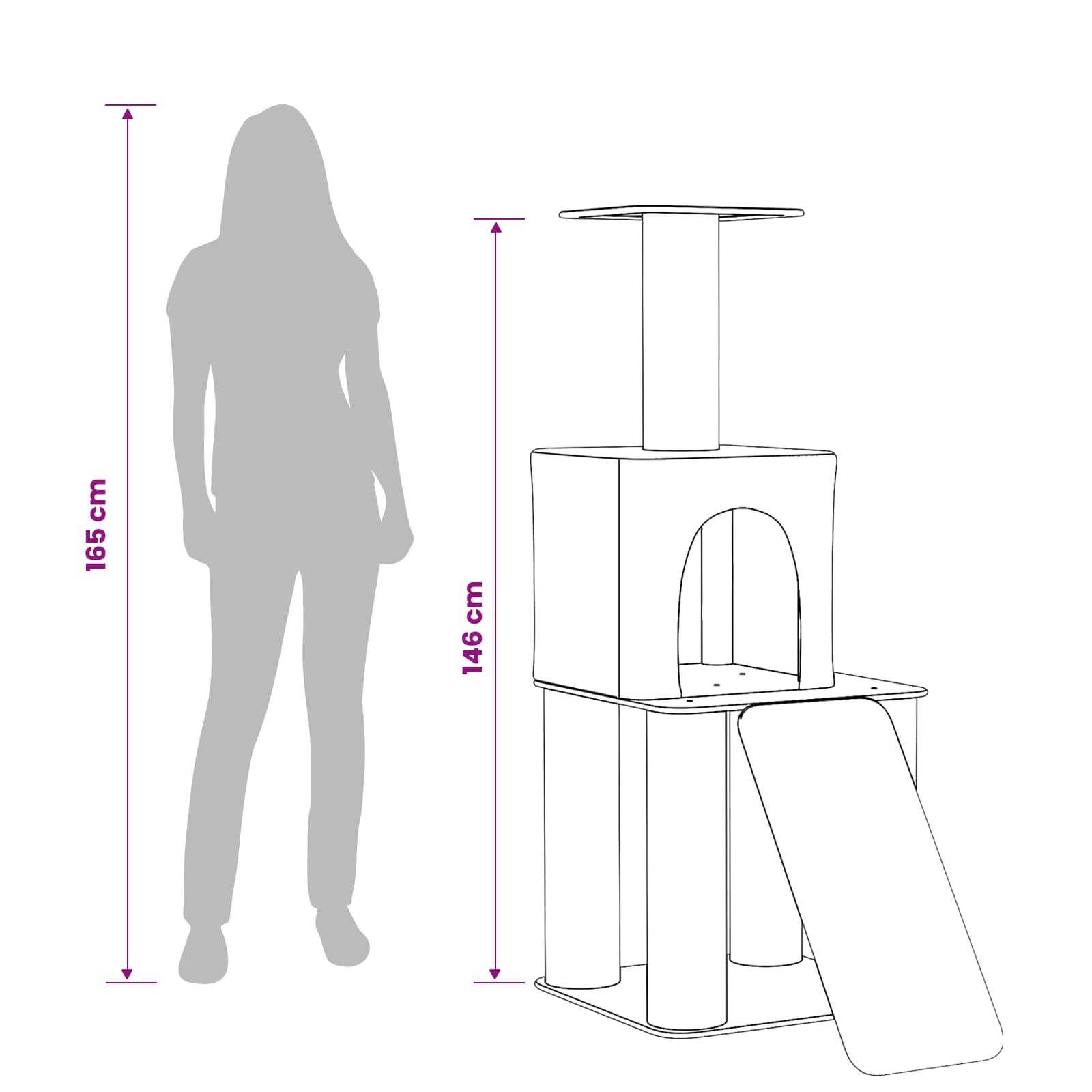Mačje drvo s sisalnim postoljima za grebanje Krem 146 cm
