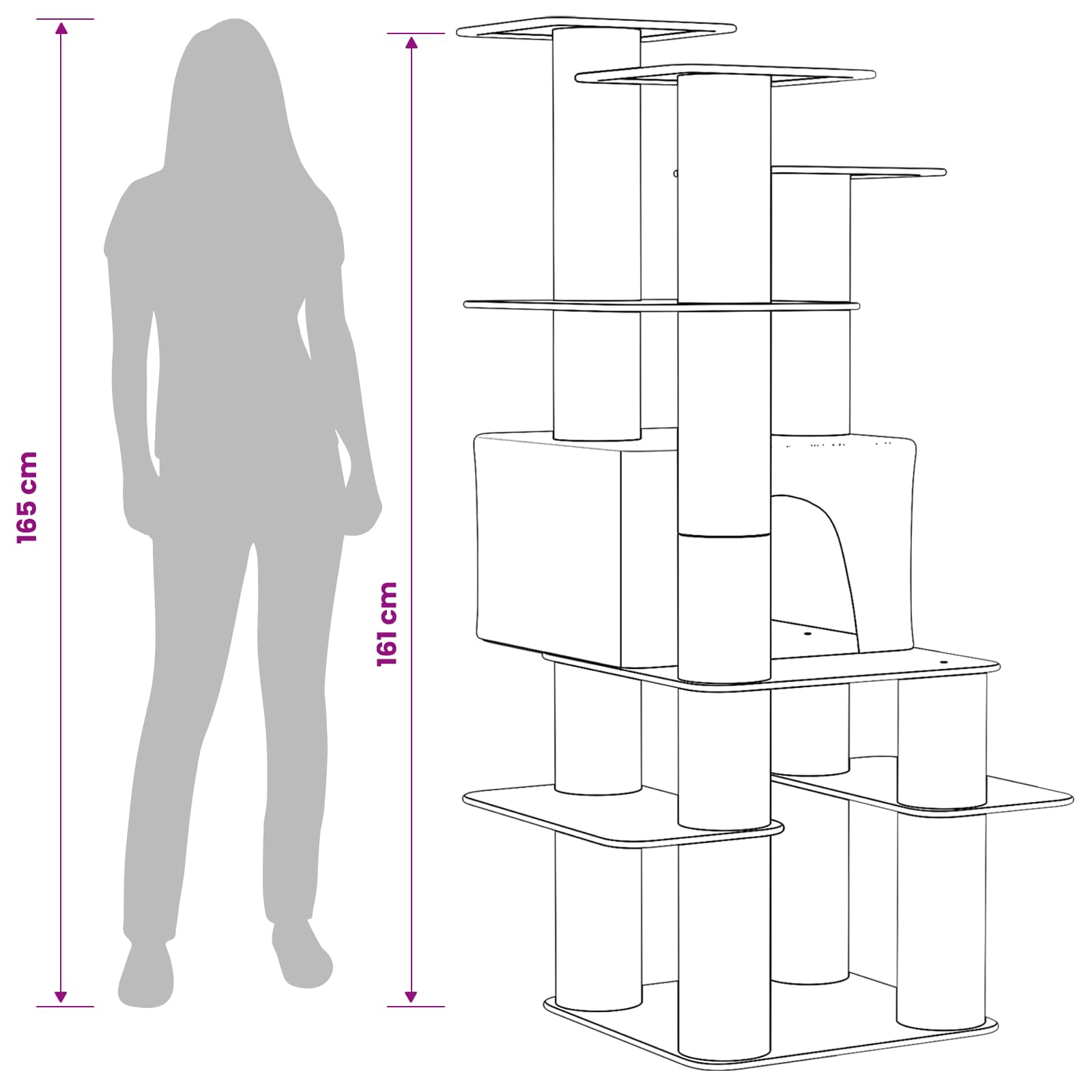 Mačje drvo s sisalnim postoljima za grebanje Tamnosiva 161 cm