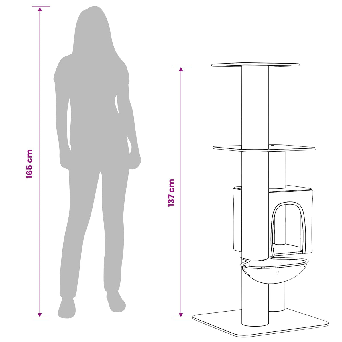 Mačje drvo s sisalnim postoljima za grebanje Svjetlosiva 137 cm