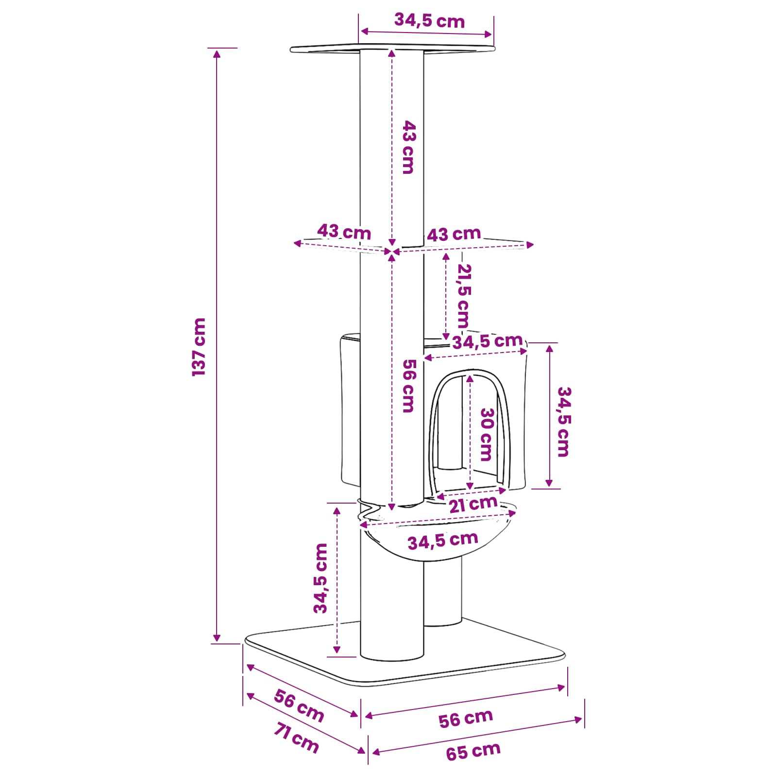 Mačje drvo s sisalnim postoljima za grebanje Svjetlosiva 137 cm