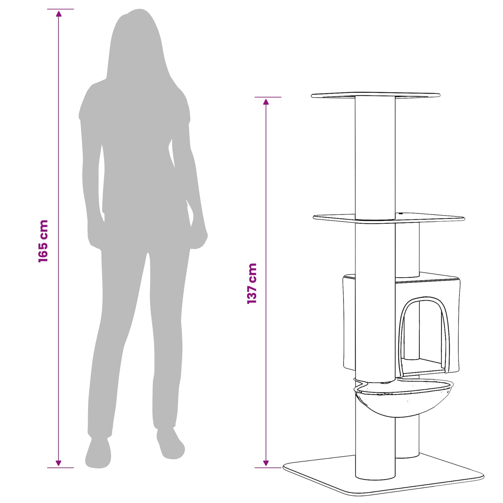 Mačje drvo s sisalnim postoljima za grebanje Tamnosiva 137 cm