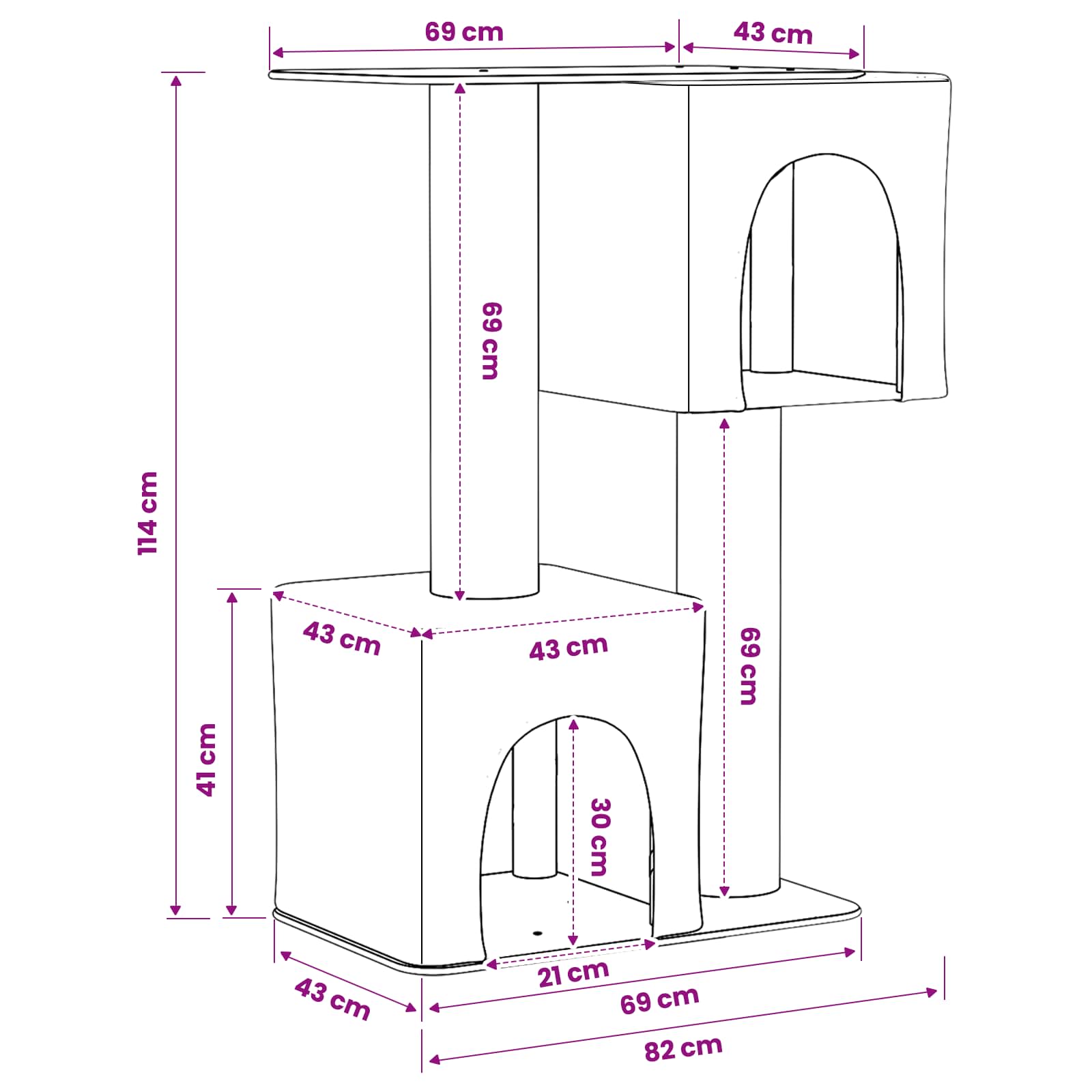 Mačje drvo s sisalnim postoljima za grebanje Krem 114 cm